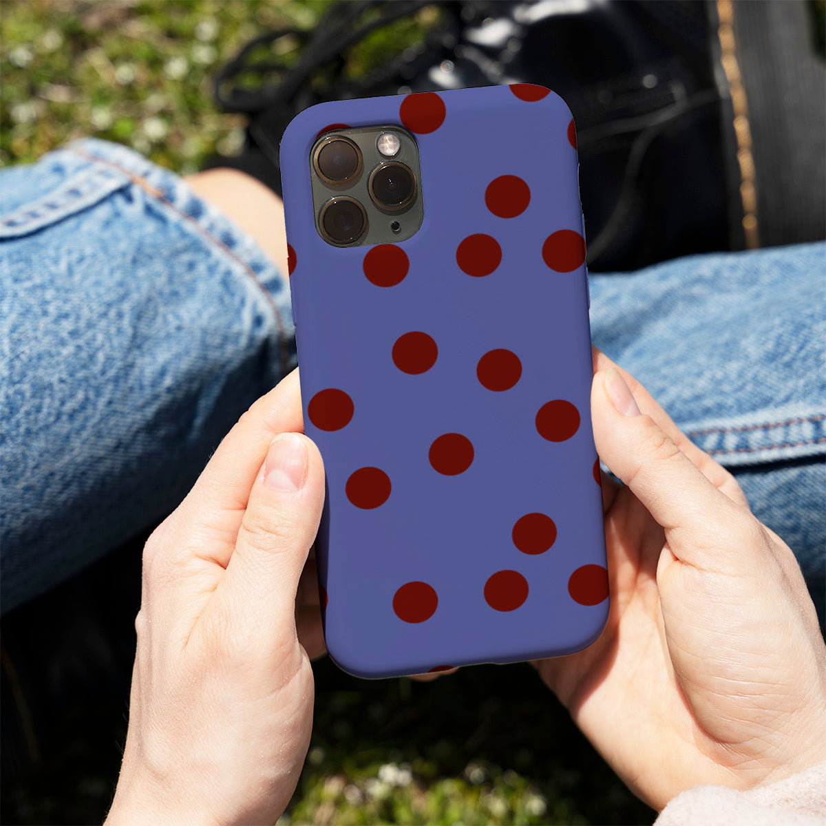 Blue Maroon Dot Phone Cover