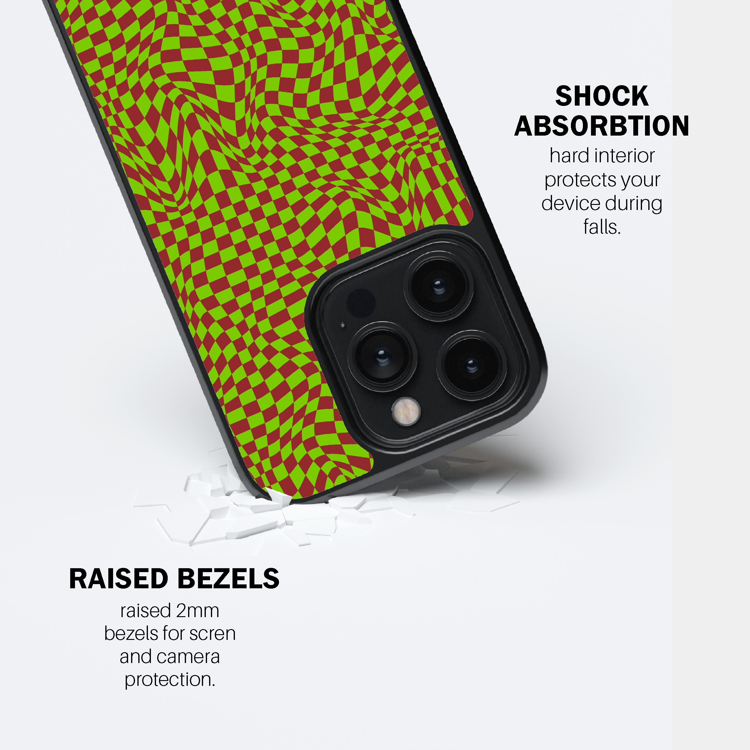 Green Trippy Checker Phone Cover