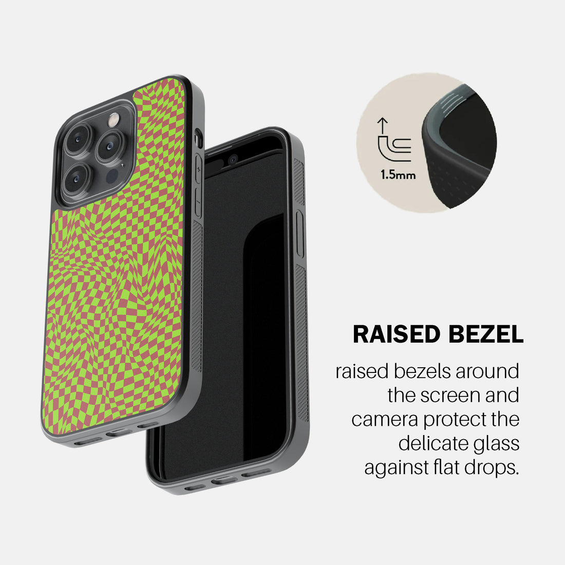 Green Trippy Checker Phone Cover