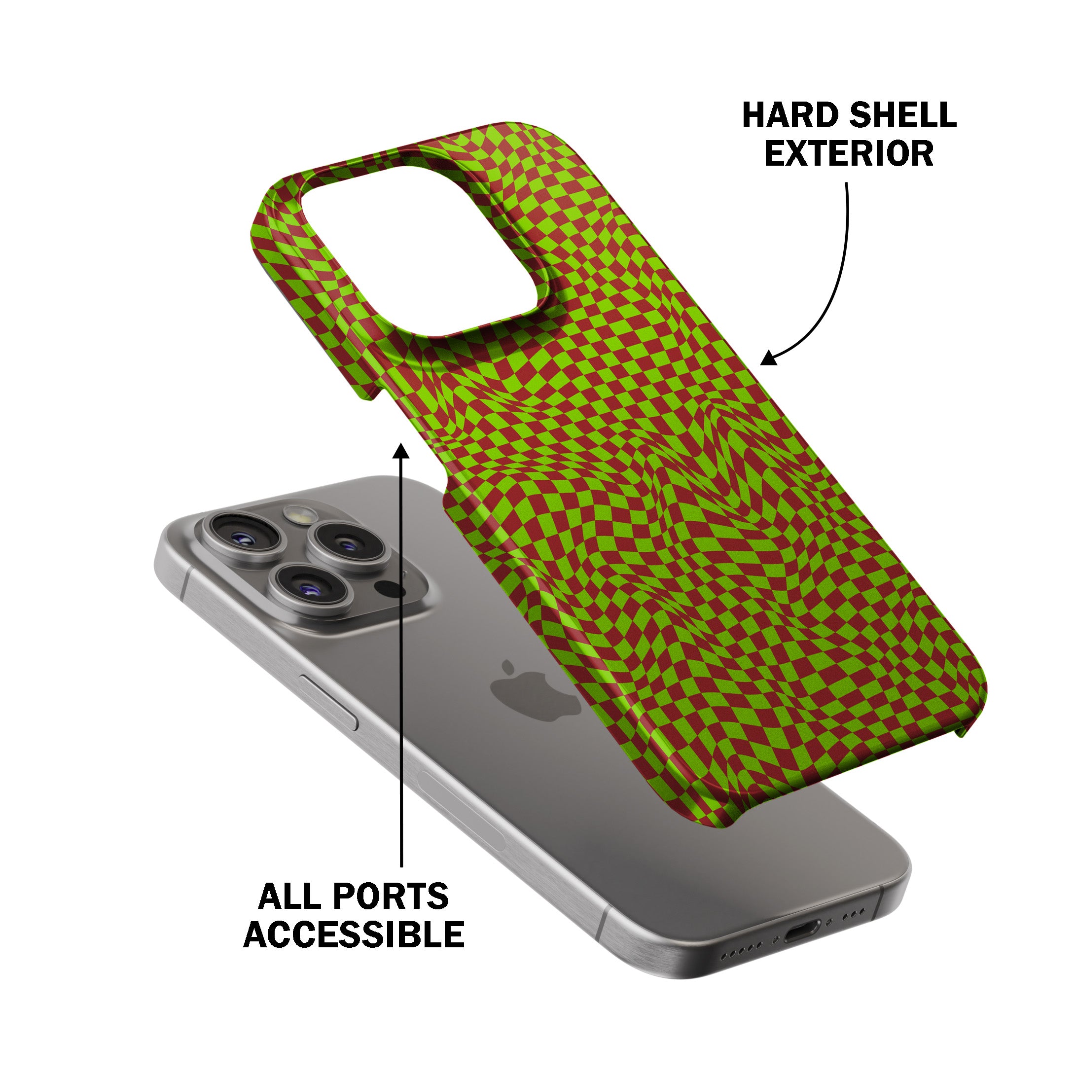 Green Trippy Checker Phone Cover