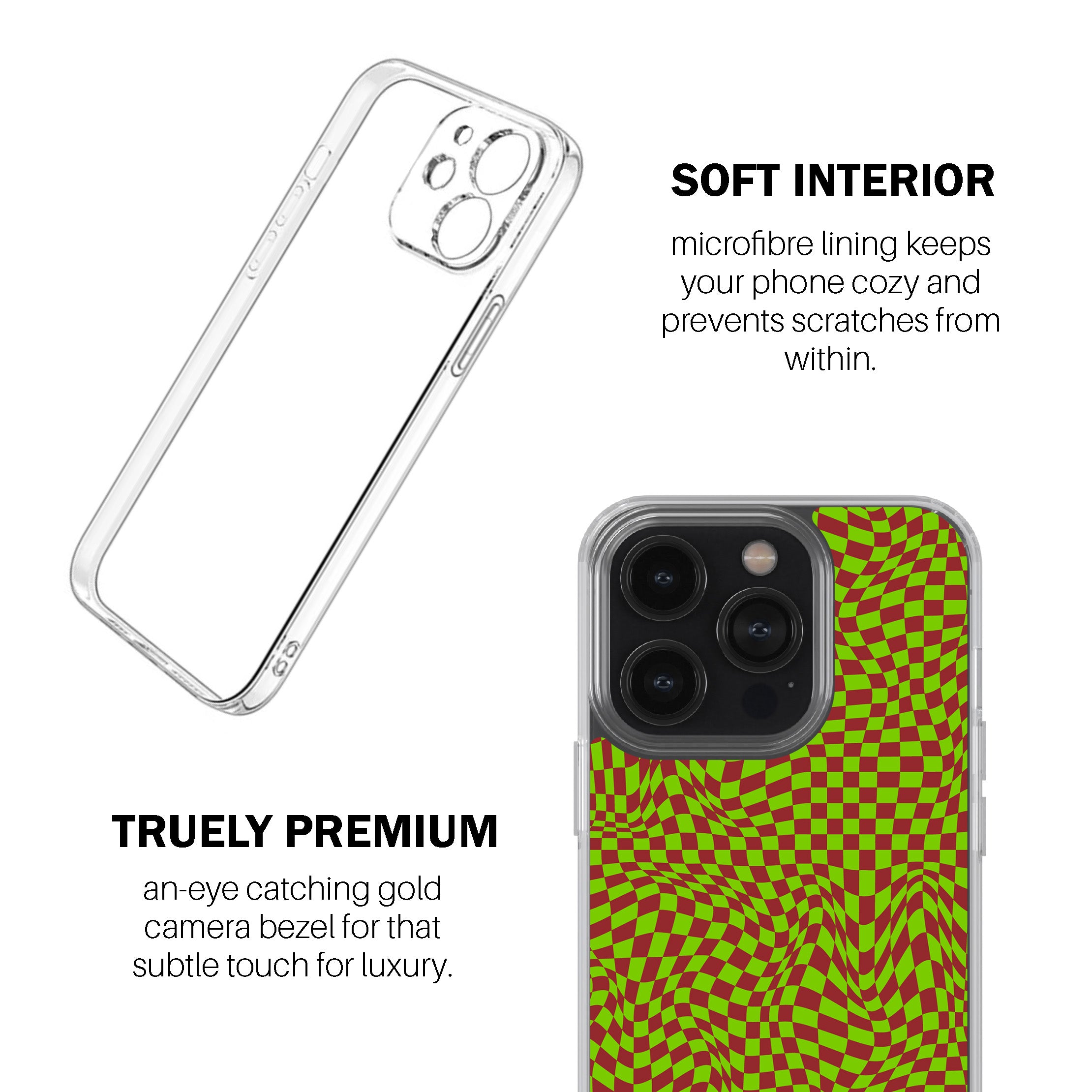 Green Trippy Checker Phone Cover