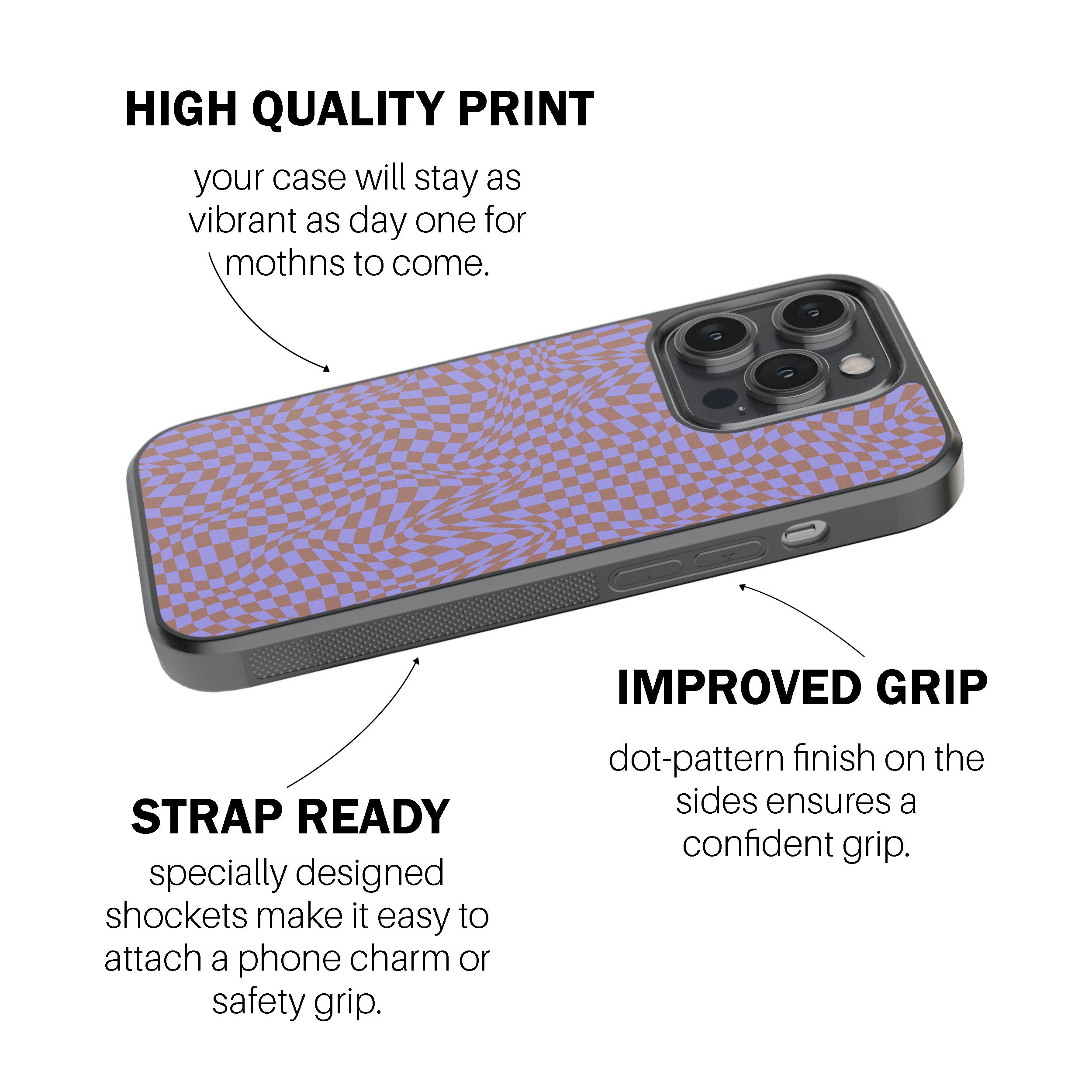 Lavender Trippy Checker Phone Cover