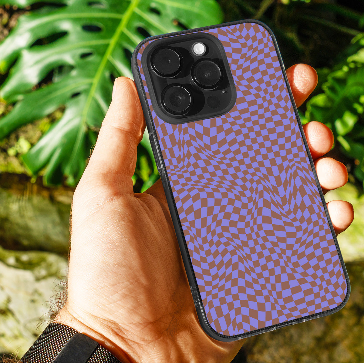 Lavender Trippy Checker Phone Cover