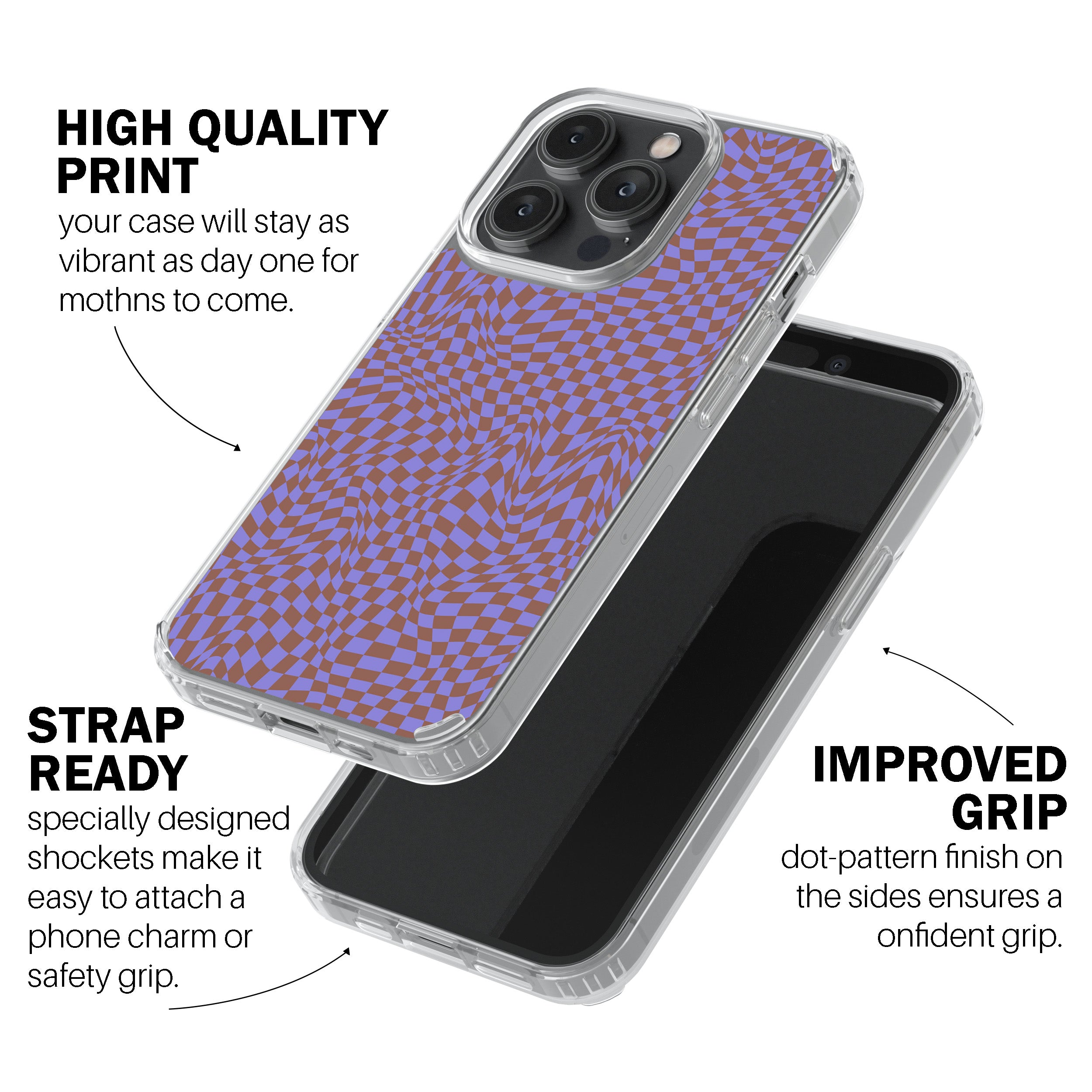 Lavender Trippy Checker Phone Cover