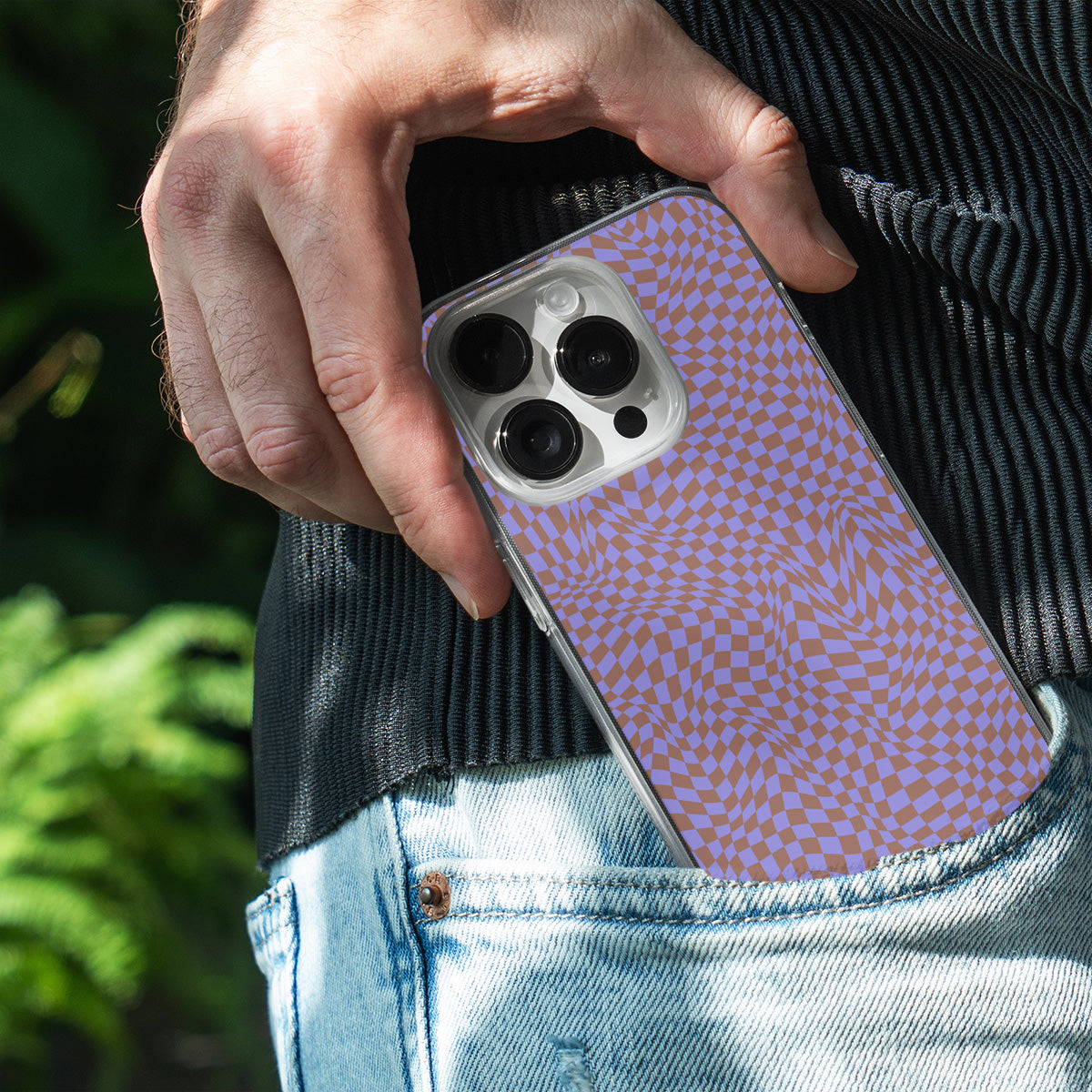 Lavender Trippy Checker Phone Cover