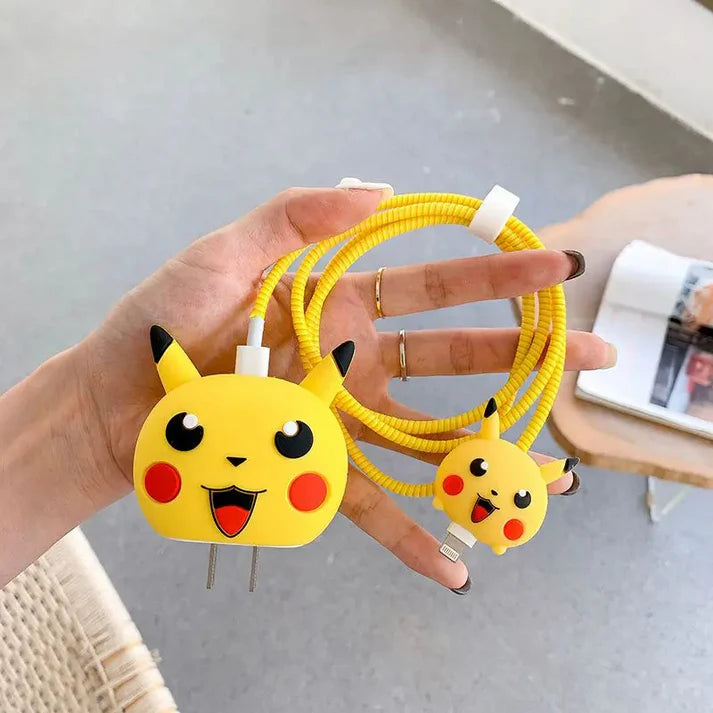 3D  Pikachu Charger Case & Cable Protector (18W/20W)