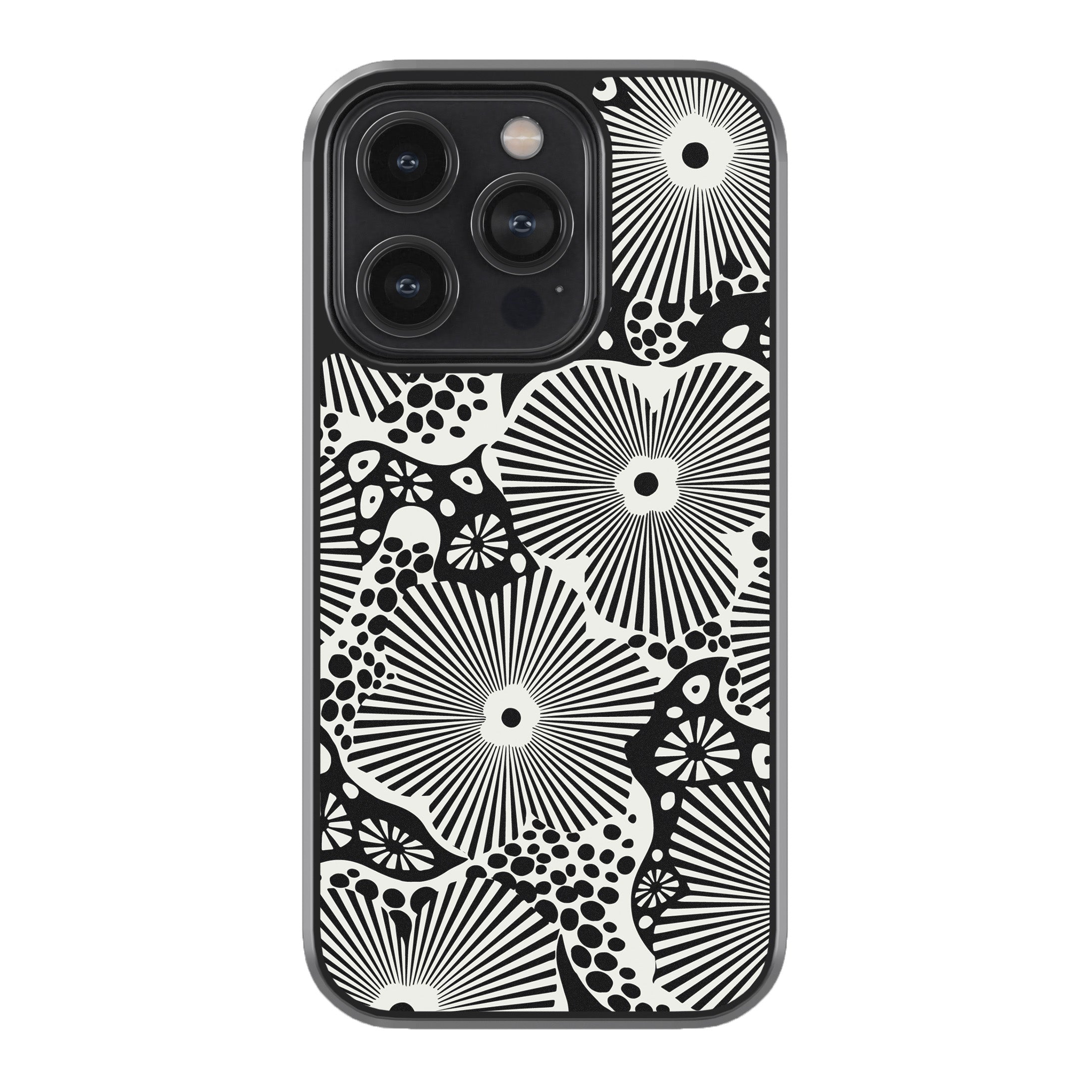 Woodblock Floral Black Phone Cover