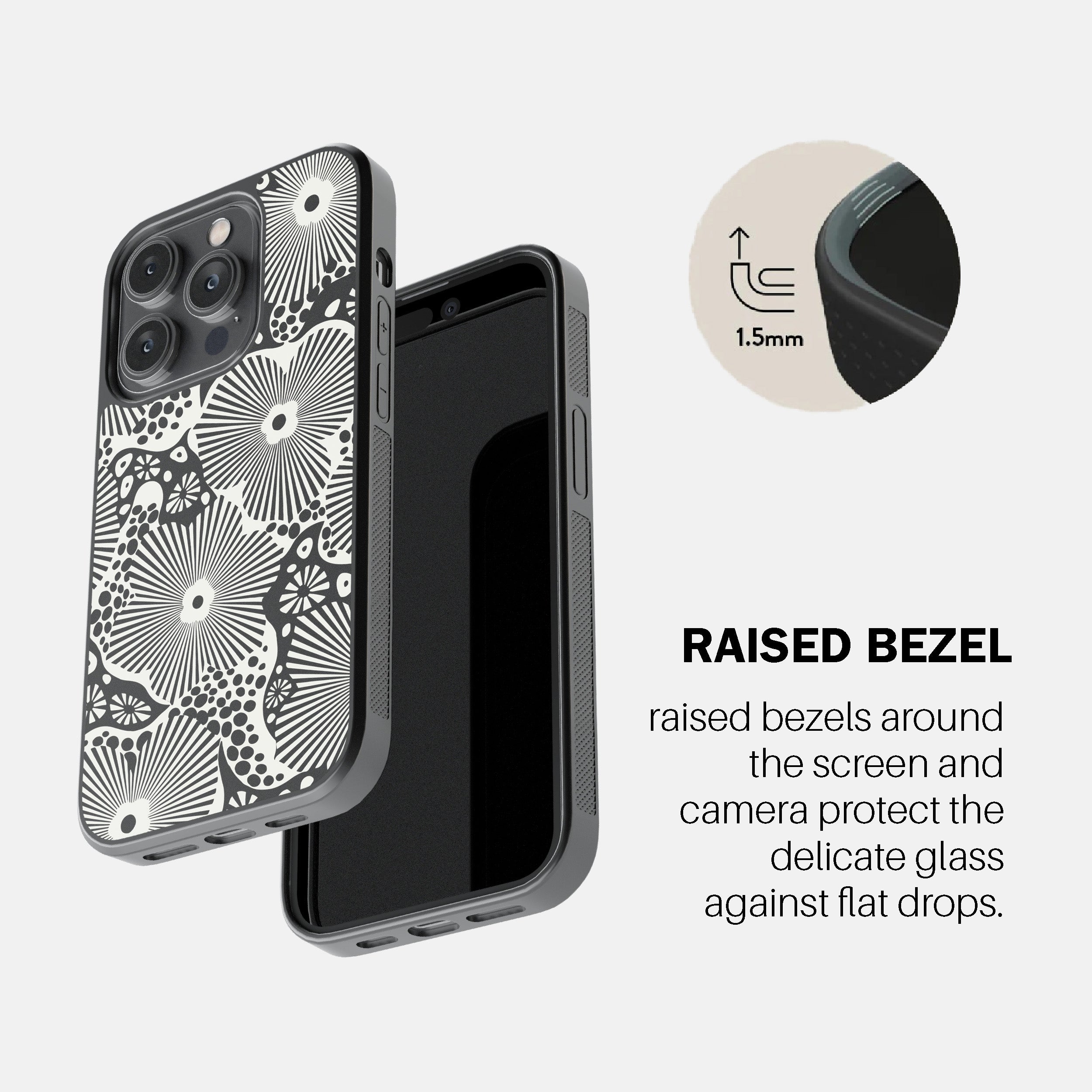 Woodblock Floral Black Phone Cover