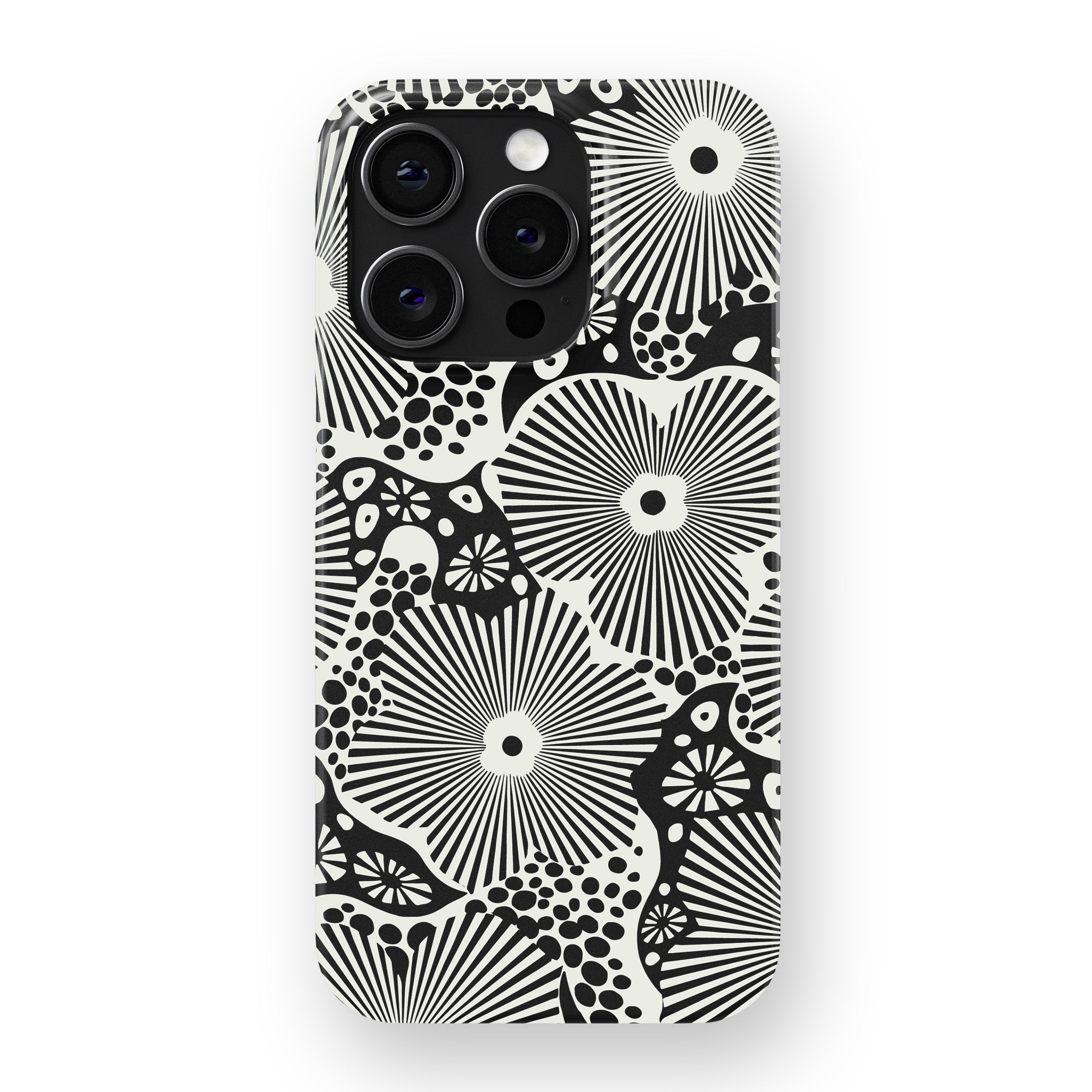 Woodblock Floral Black Phone Cover