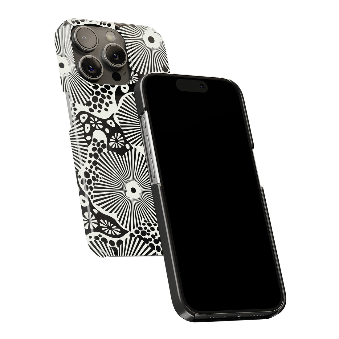 Woodblock Floral Black Phone Cover