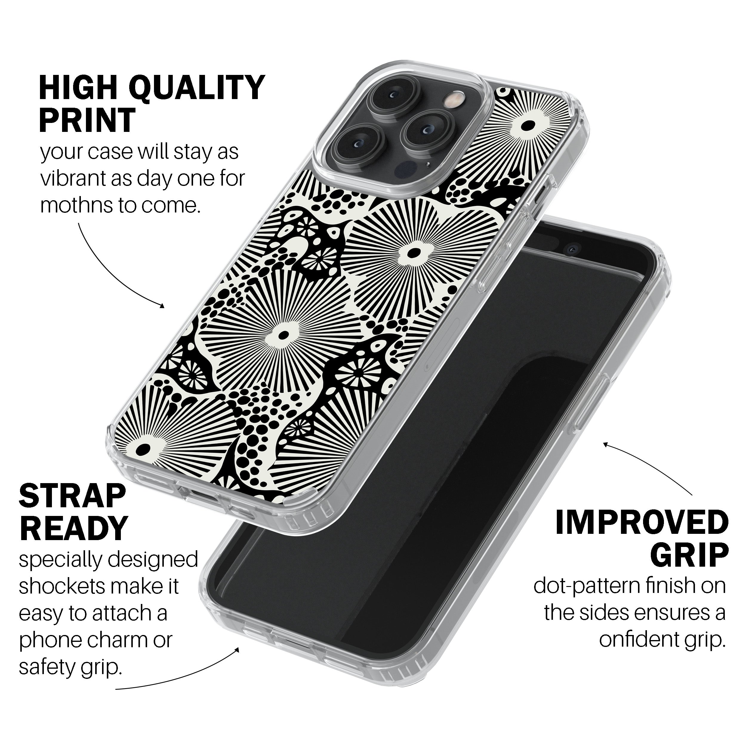 Woodblock Floral Black Phone Cover