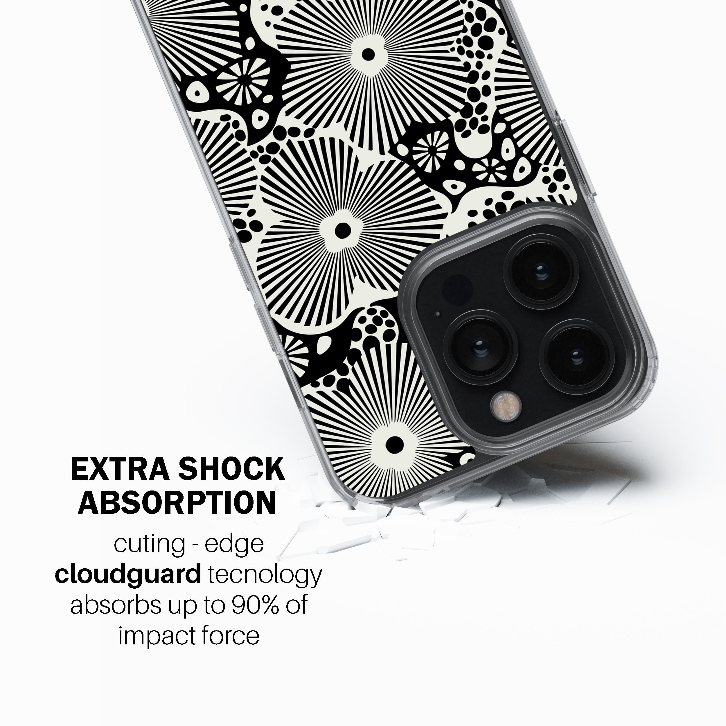 Woodblock Floral Black Phone Cover
