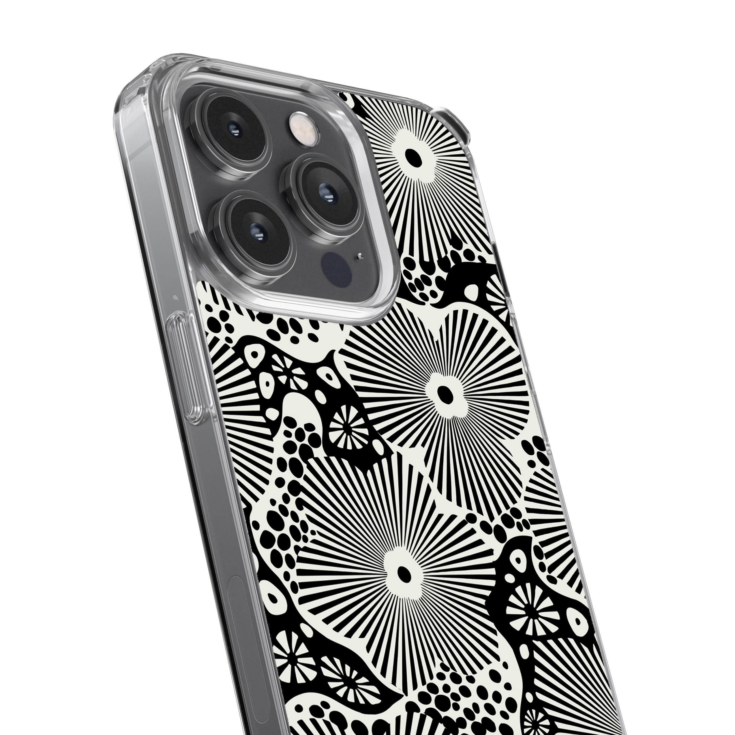 Woodblock Floral Black Phone Cover