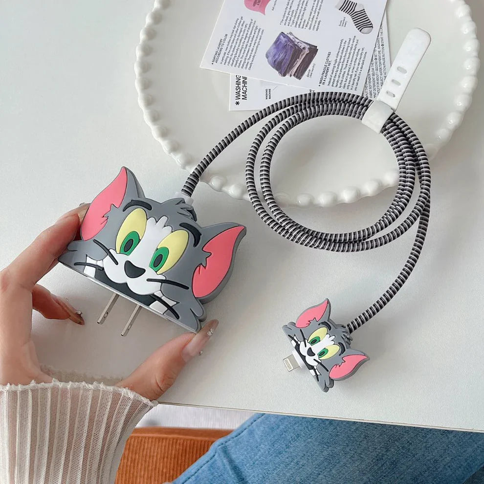 3D Tom Cartoon Charger Case & Cable Protector (18W/20W)