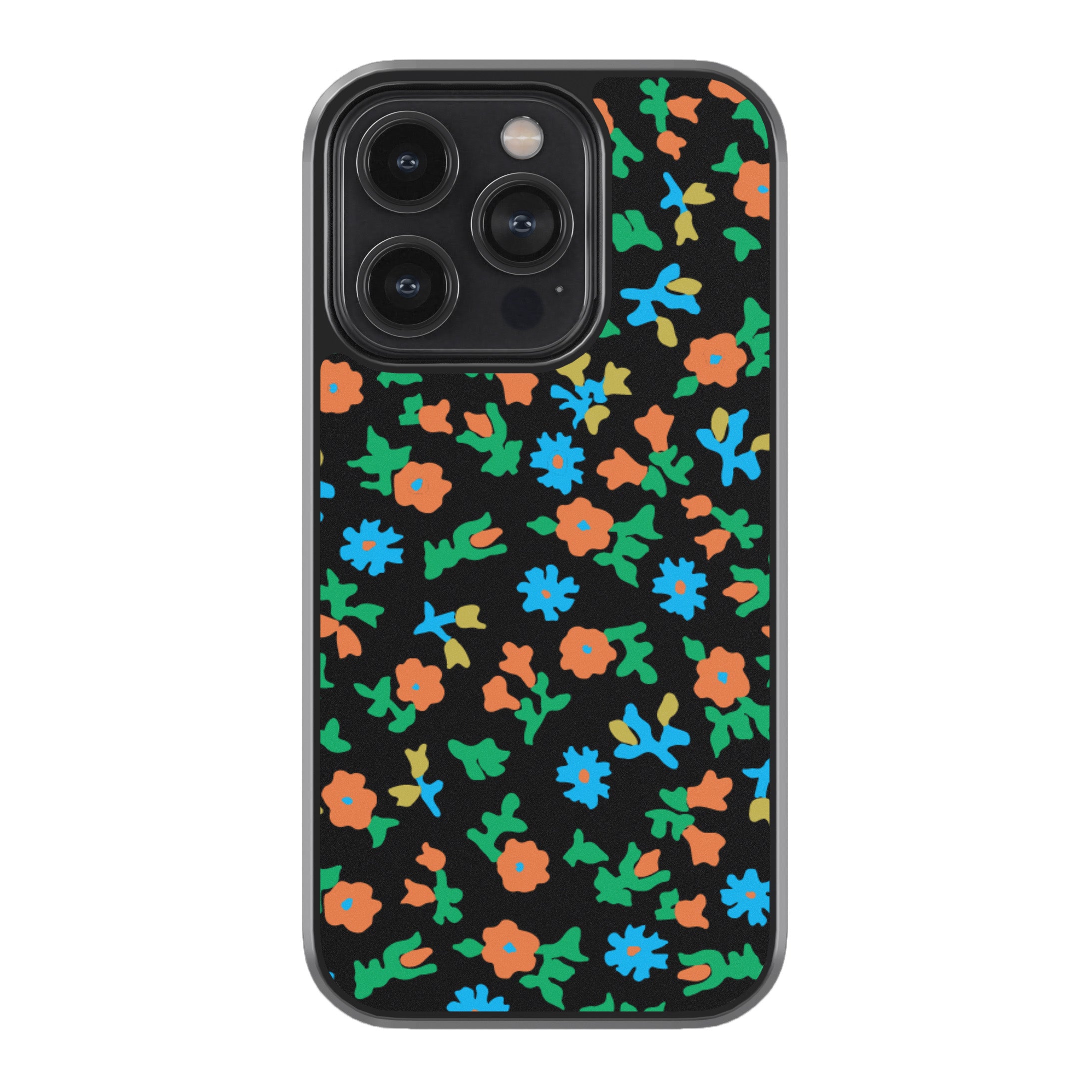 Black Calico Floral Phone Cover