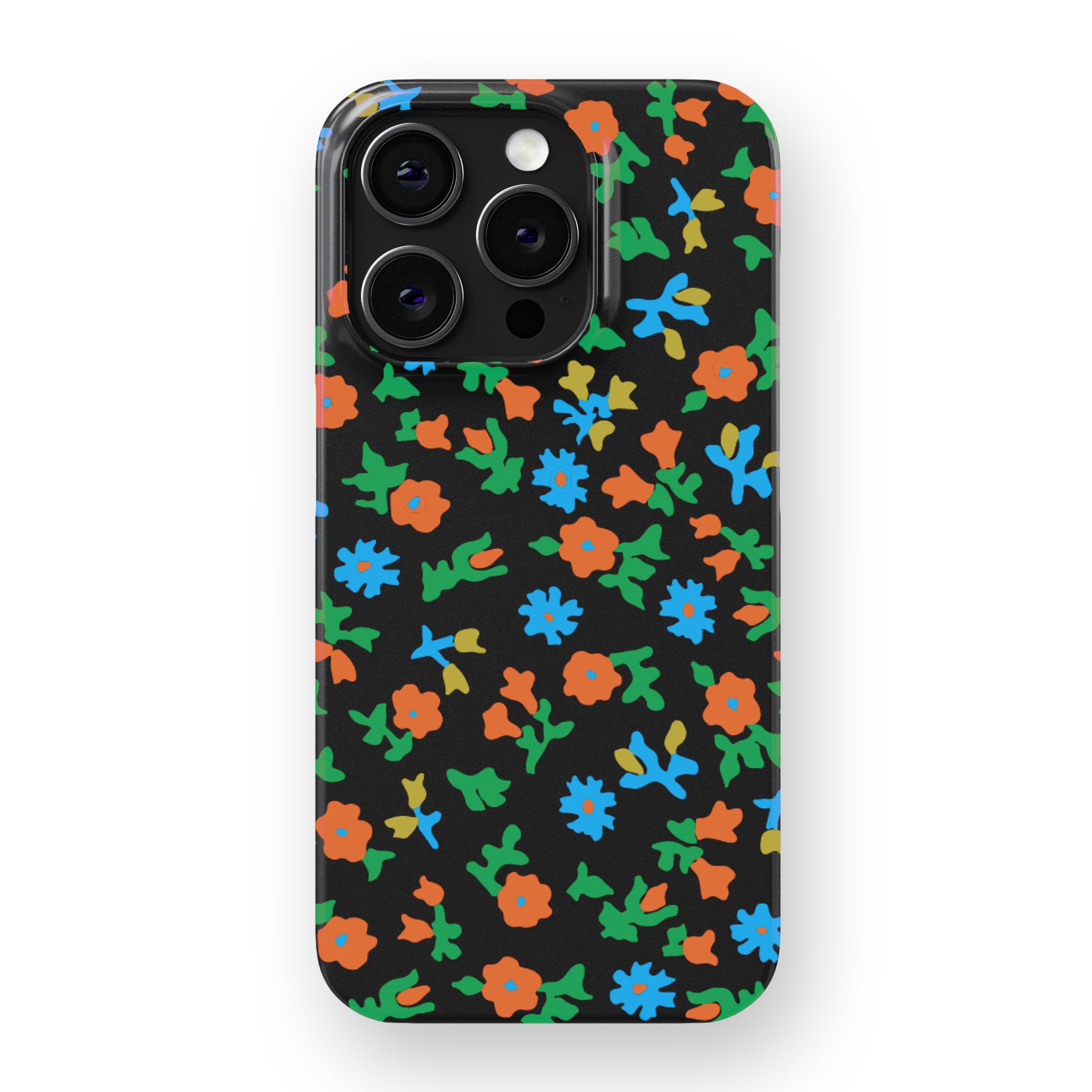 Black Calico Floral Phone Cover