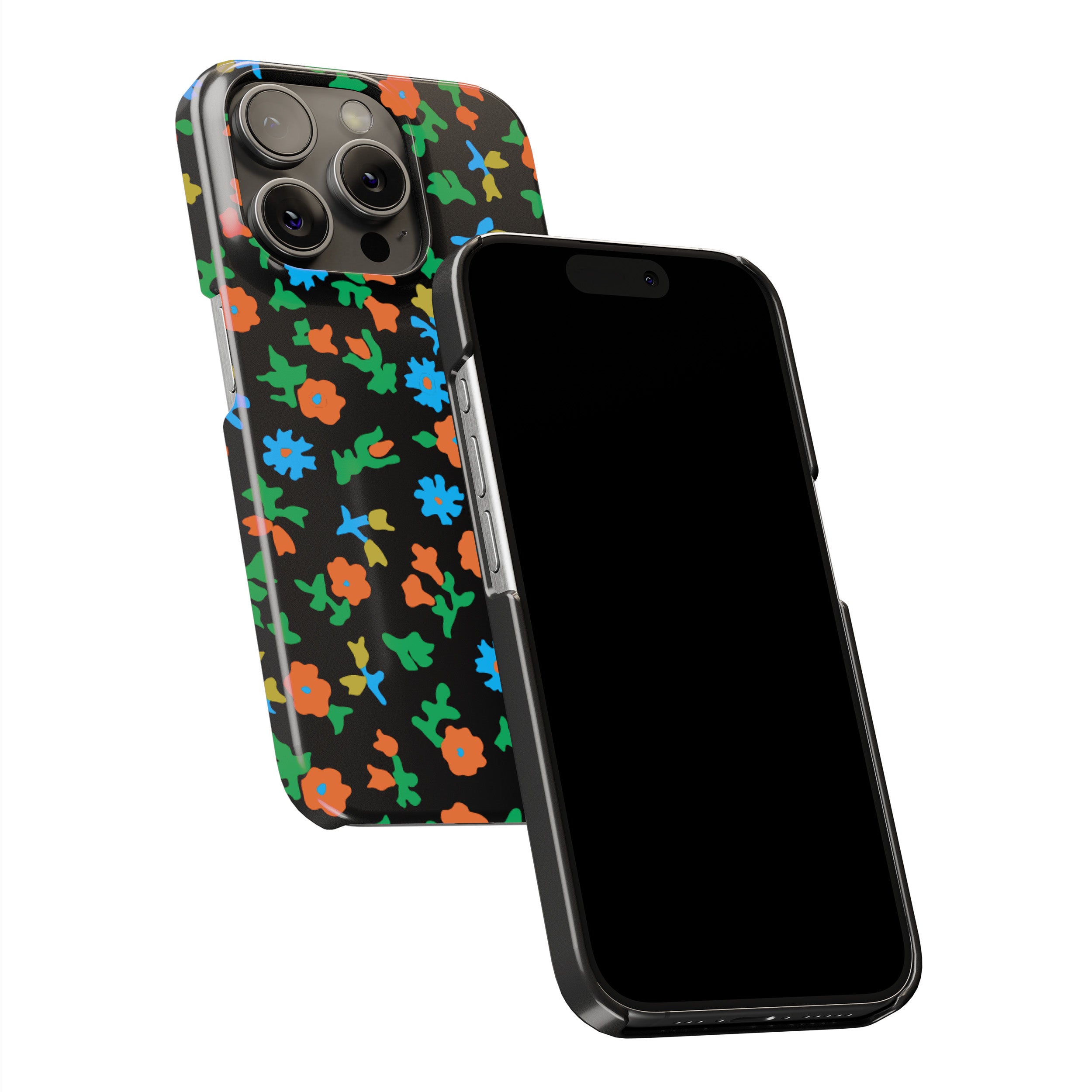 Black Calico Floral Phone Cover