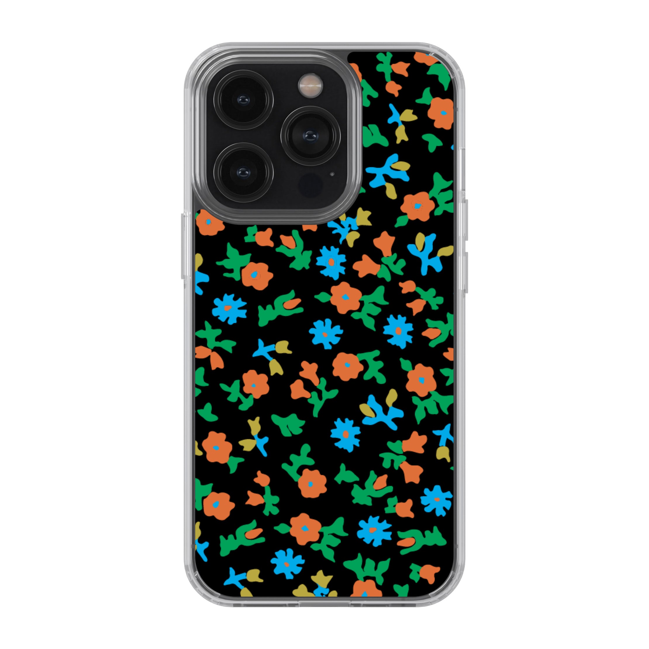 Black Calico Floral Phone Cover