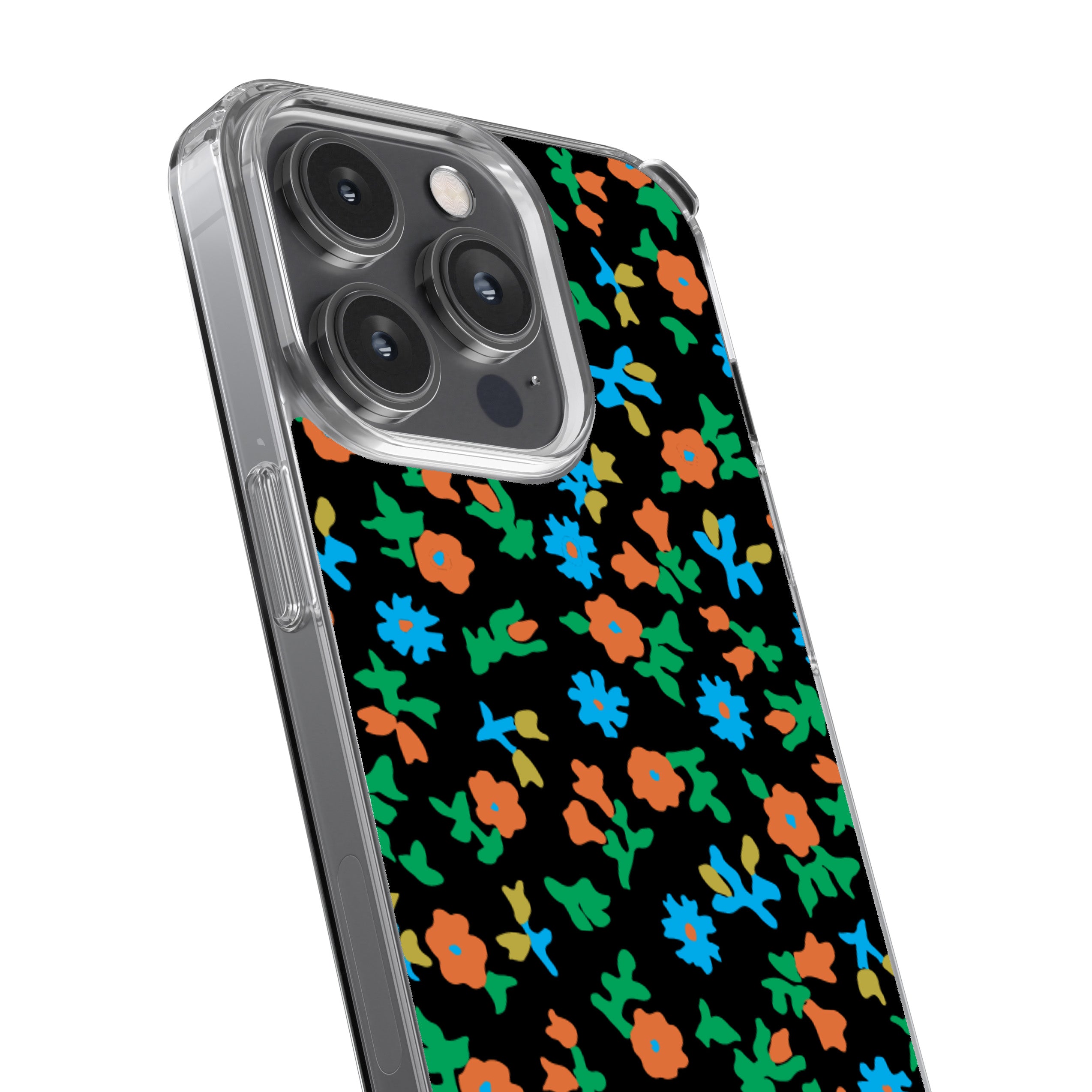 Black Calico Floral Phone Cover