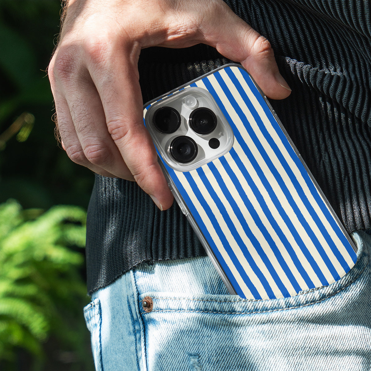 Blue Painted Stripe Phone Cover