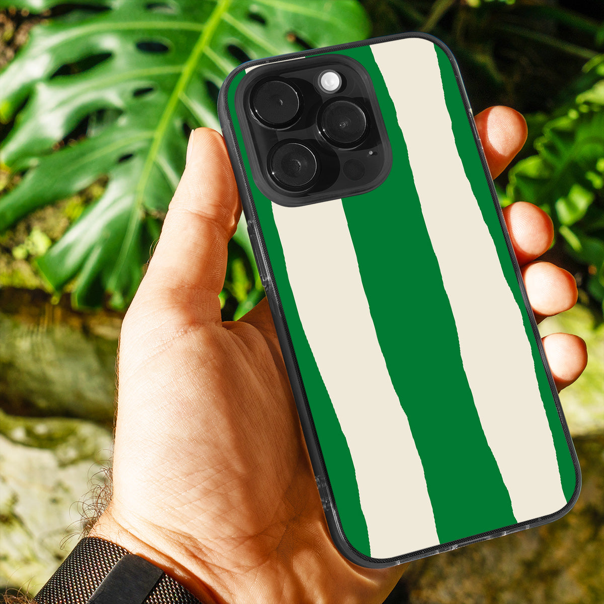 Green Painted Stripe Phone Cover