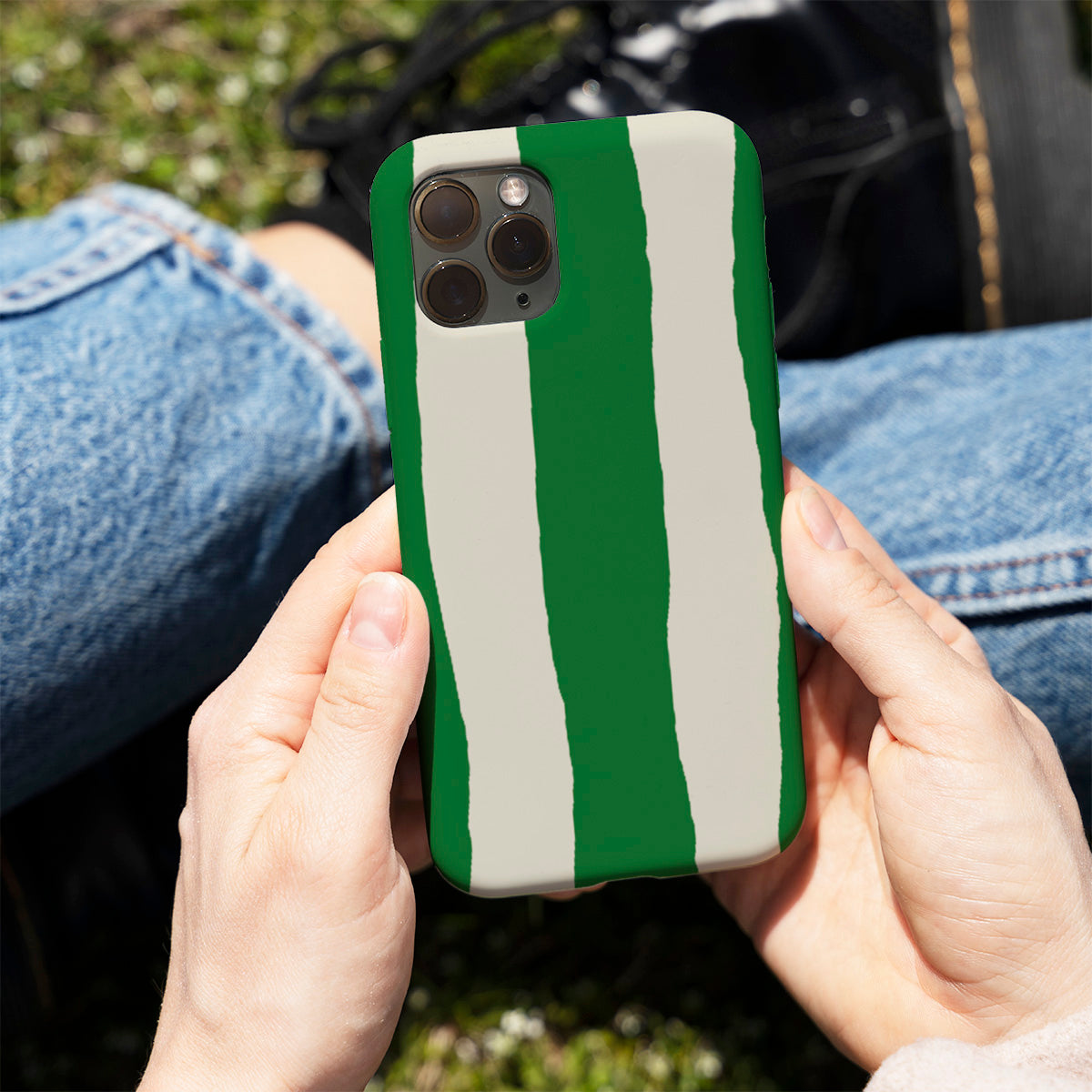 Green Painted Stripe Phone Cover