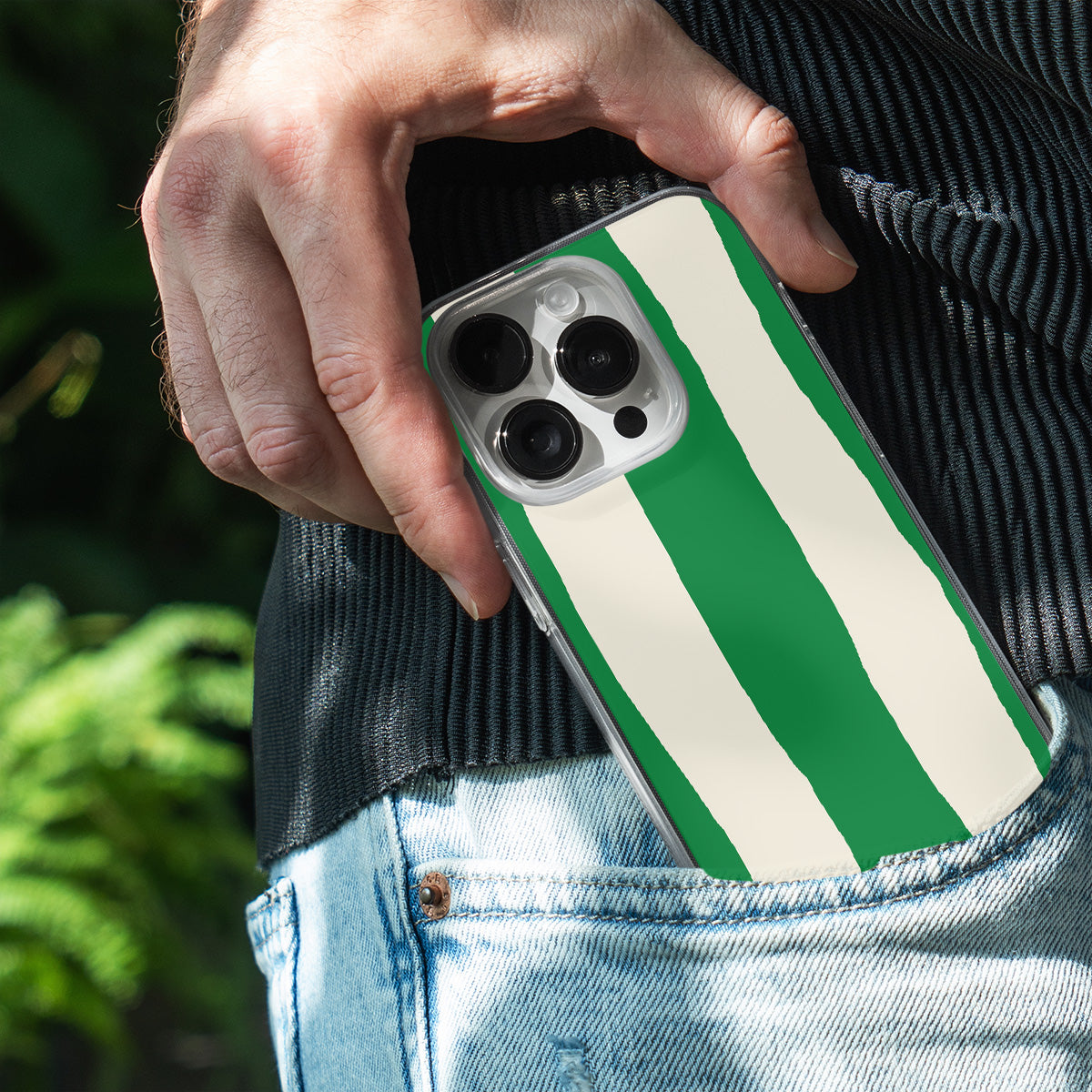 Green Painted Stripe Phone Cover