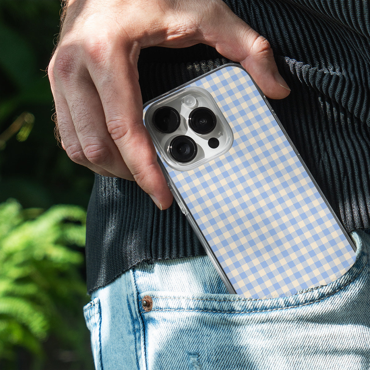 Light Blue Gingham Phone Cover