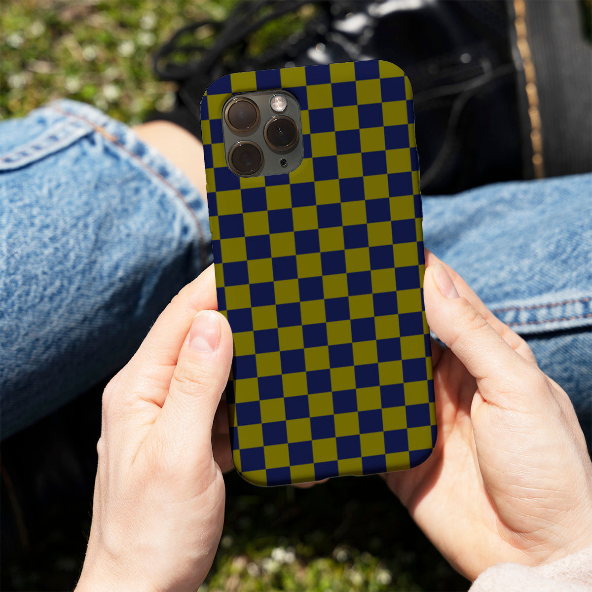 Pear Navy Check Phone Cover