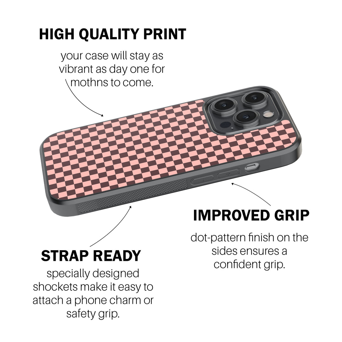 Pink Brown Check  Phone Cover