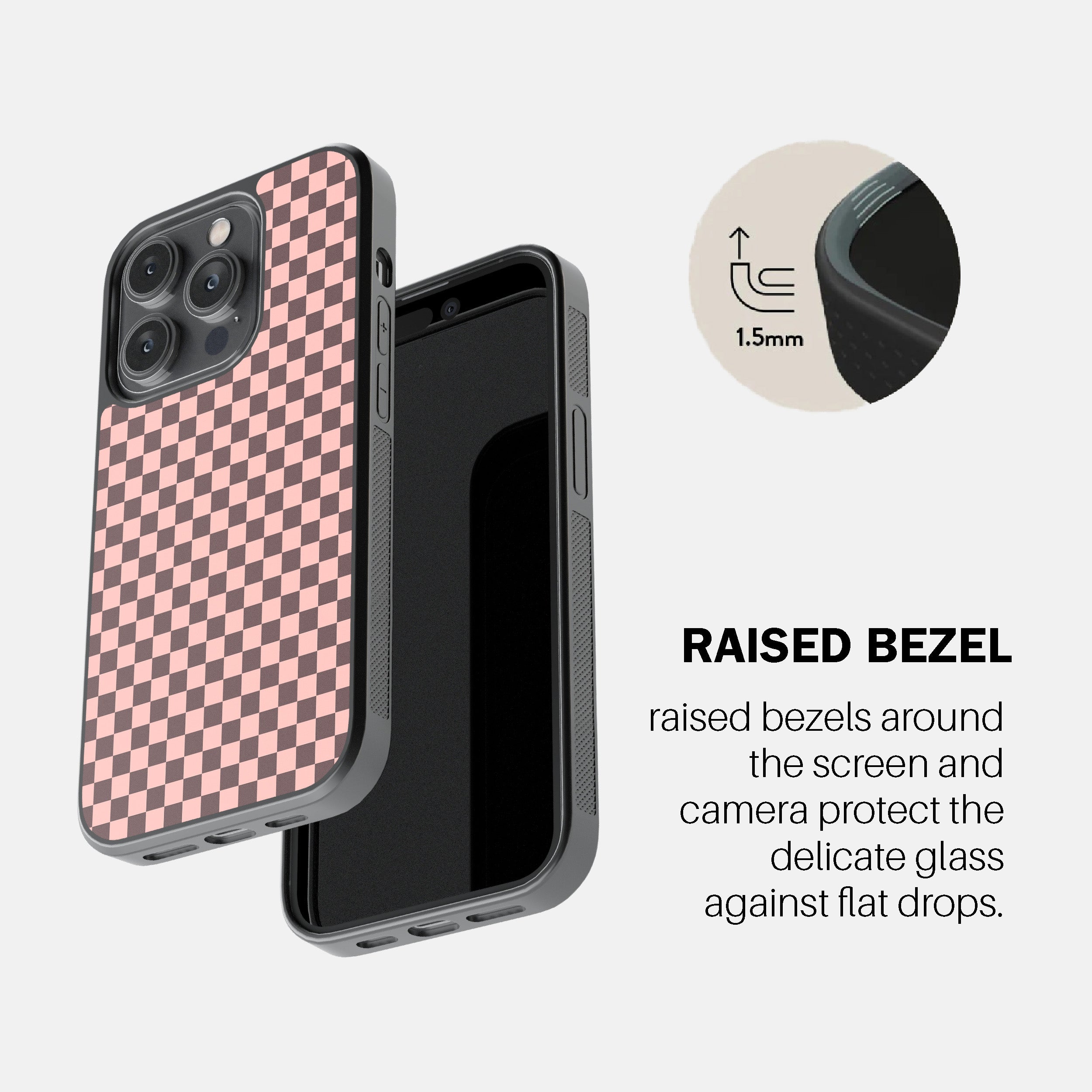 Pink Brown Check  Phone Cover
