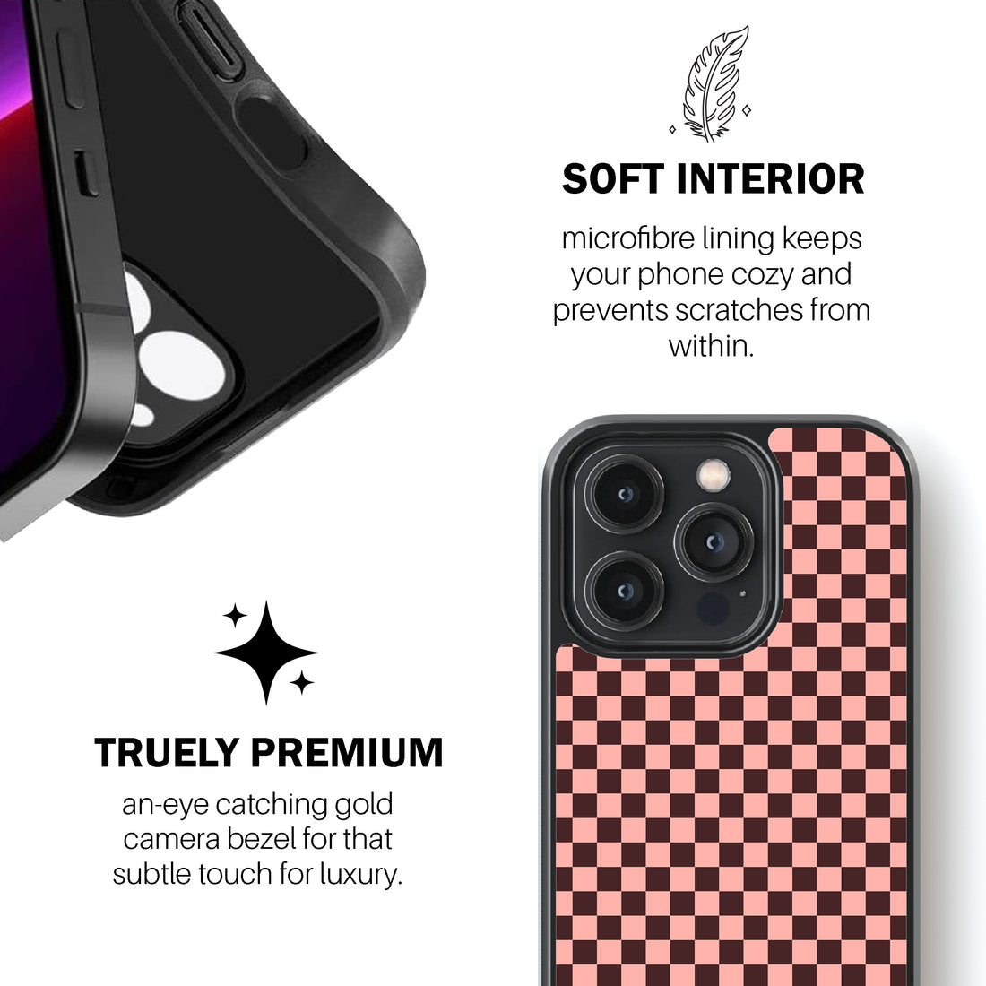 Pink Brown Check  Phone Cover