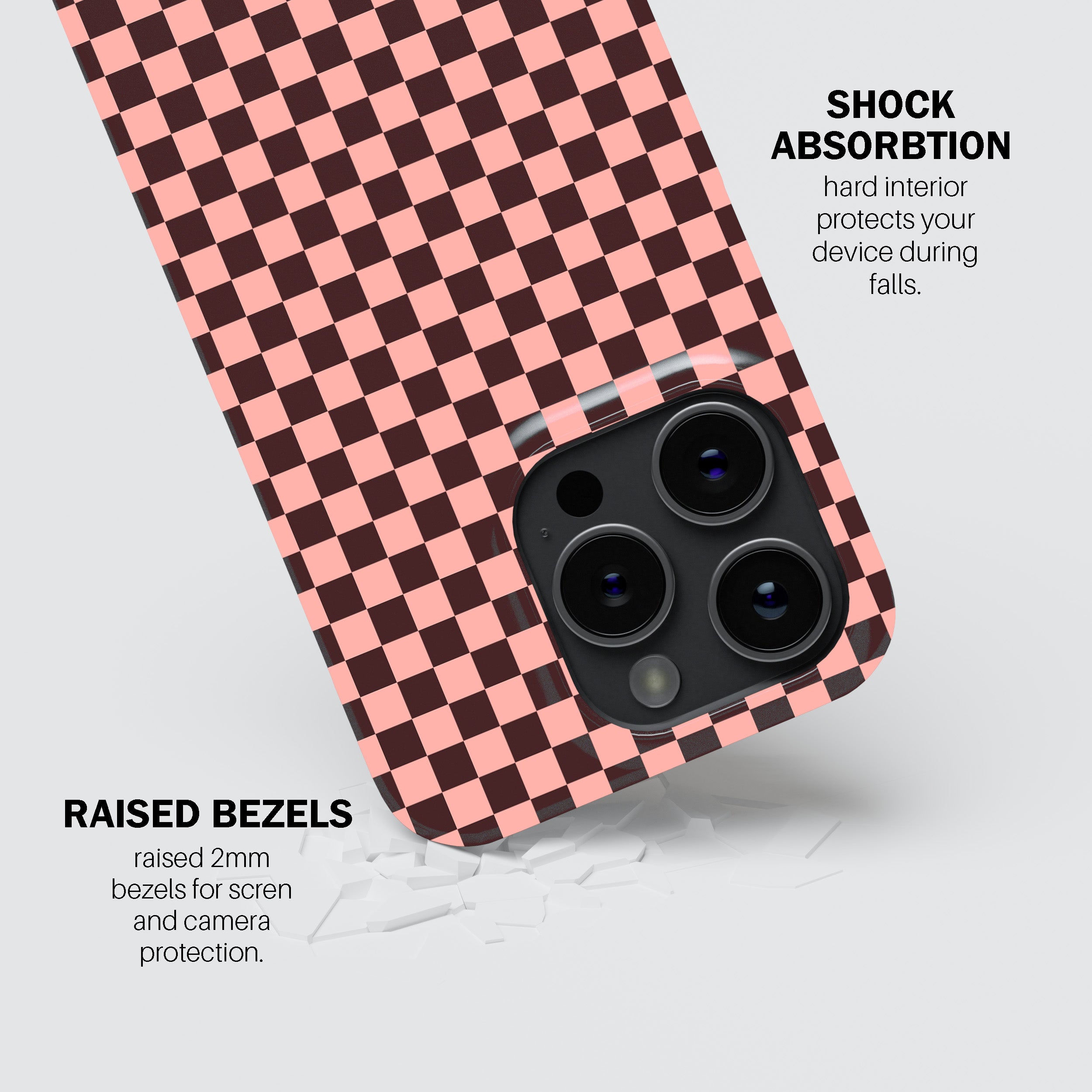 Pink Brown Check  Phone Cover