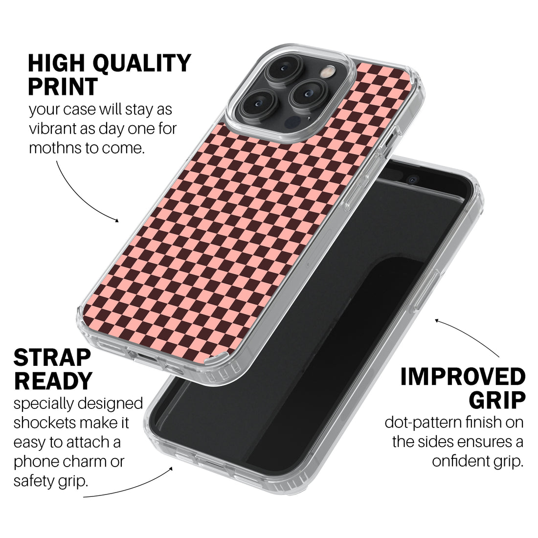 Pink Brown Check  Phone Cover