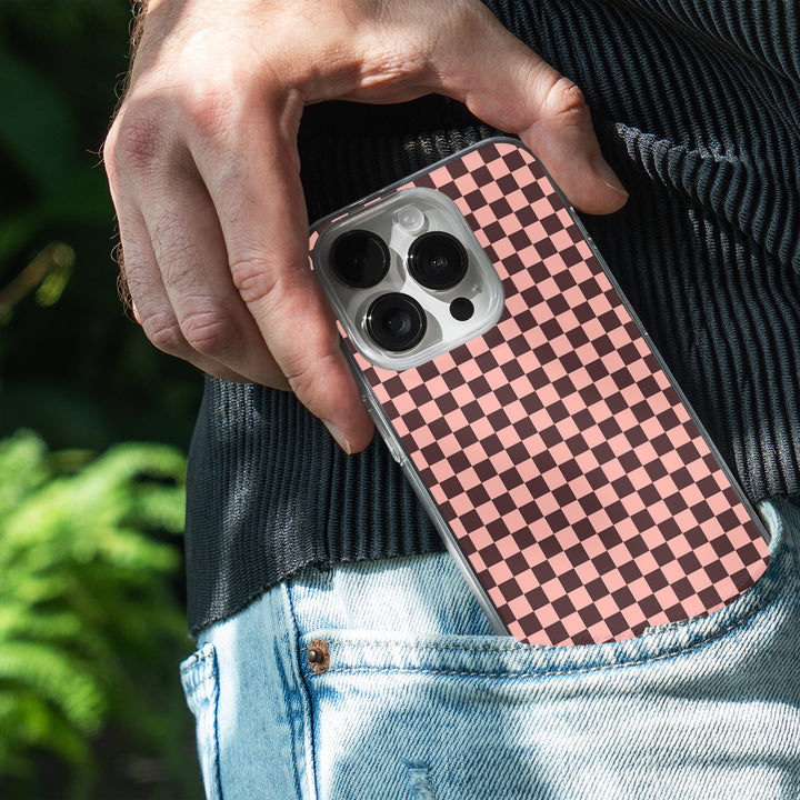 Pink Brown Check  Phone Cover