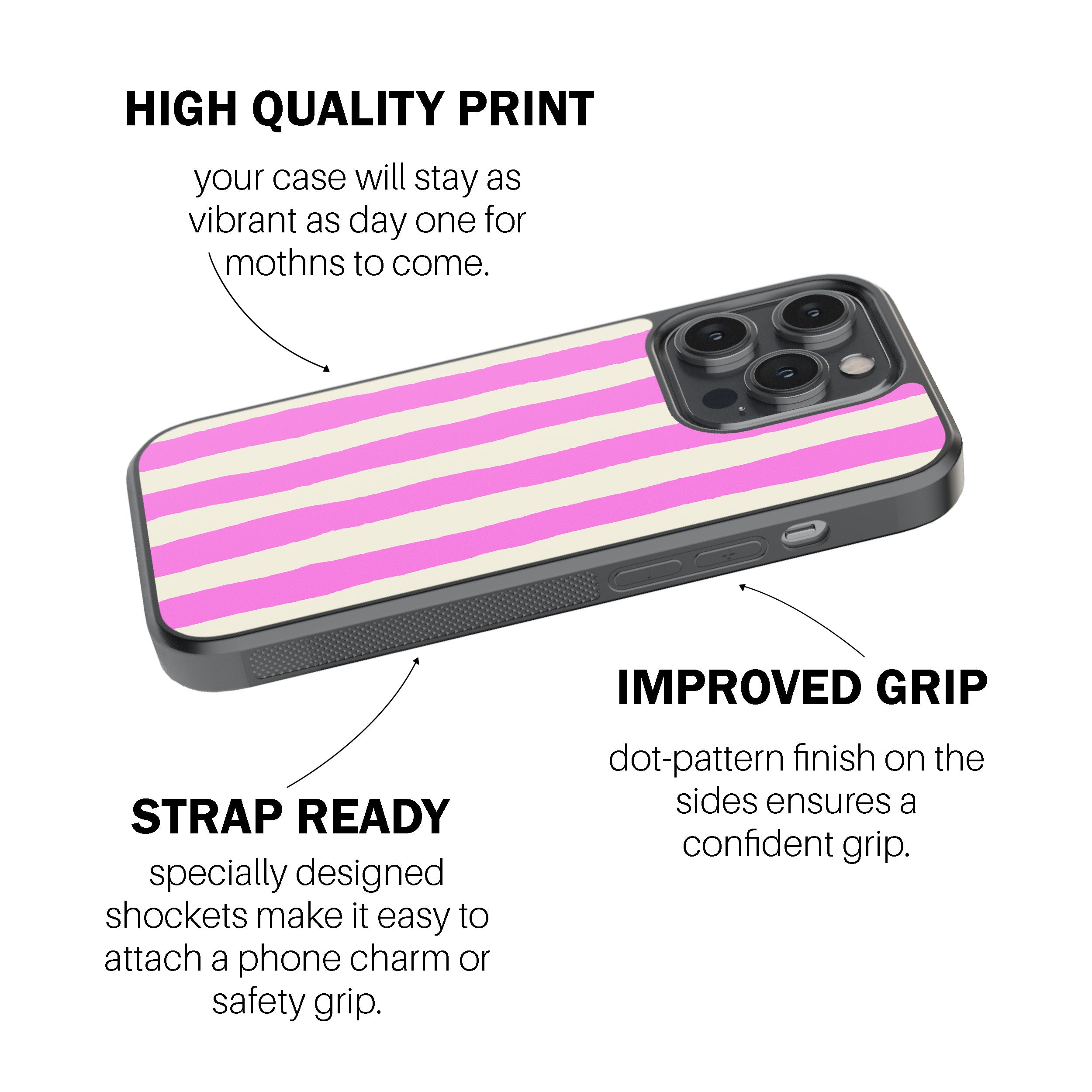 Pink Painted Stripe Phone Cover