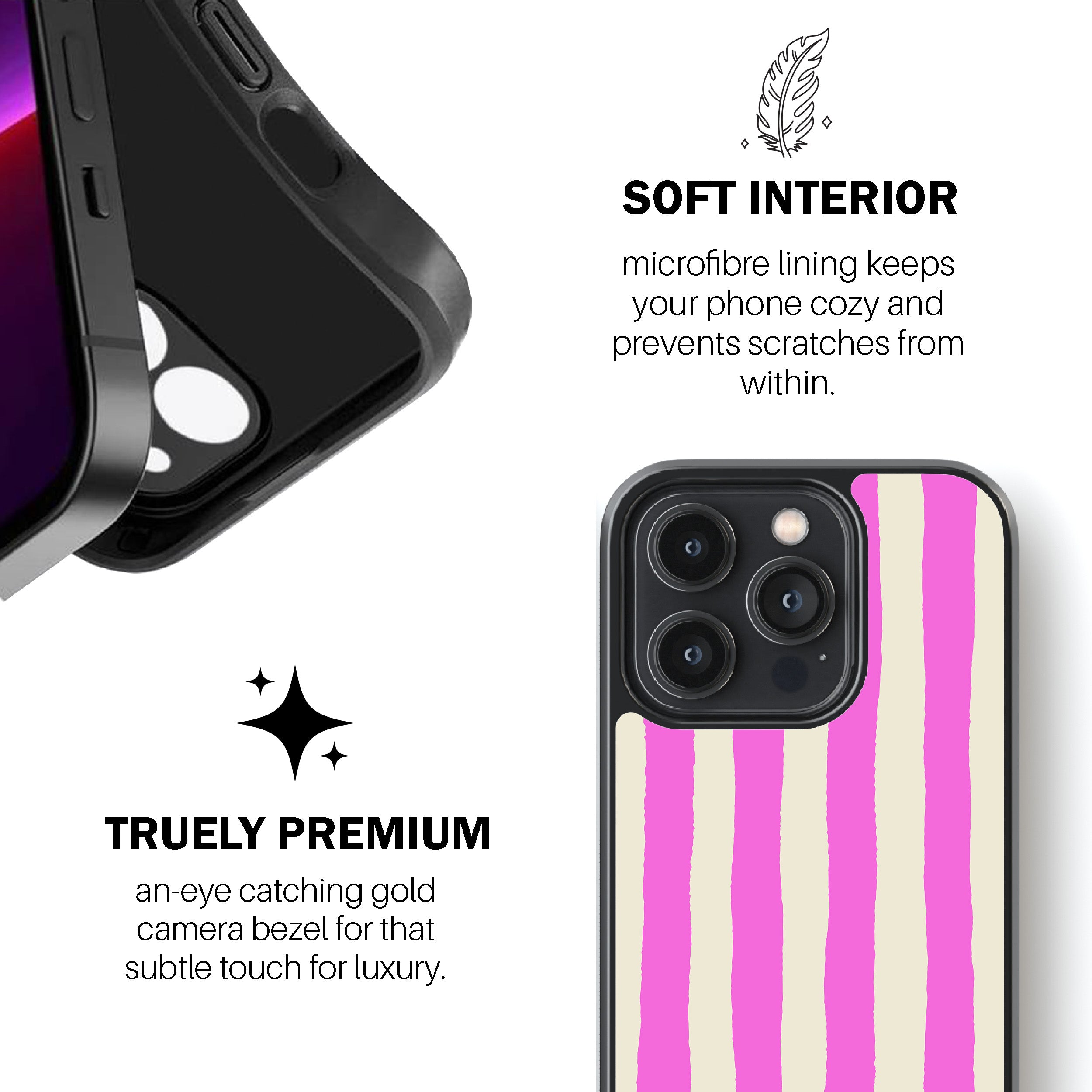 Pink Painted Stripe Phone Cover