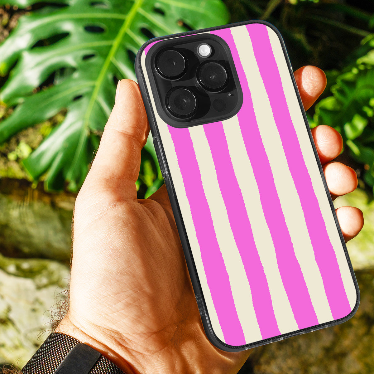 Pink Painted Stripe Phone Cover