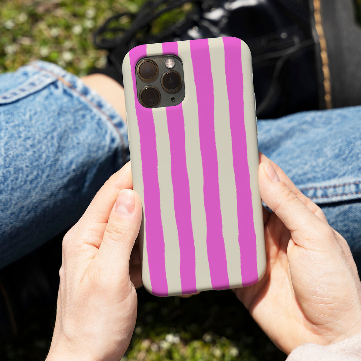 Pink Painted Stripe Phone Cover