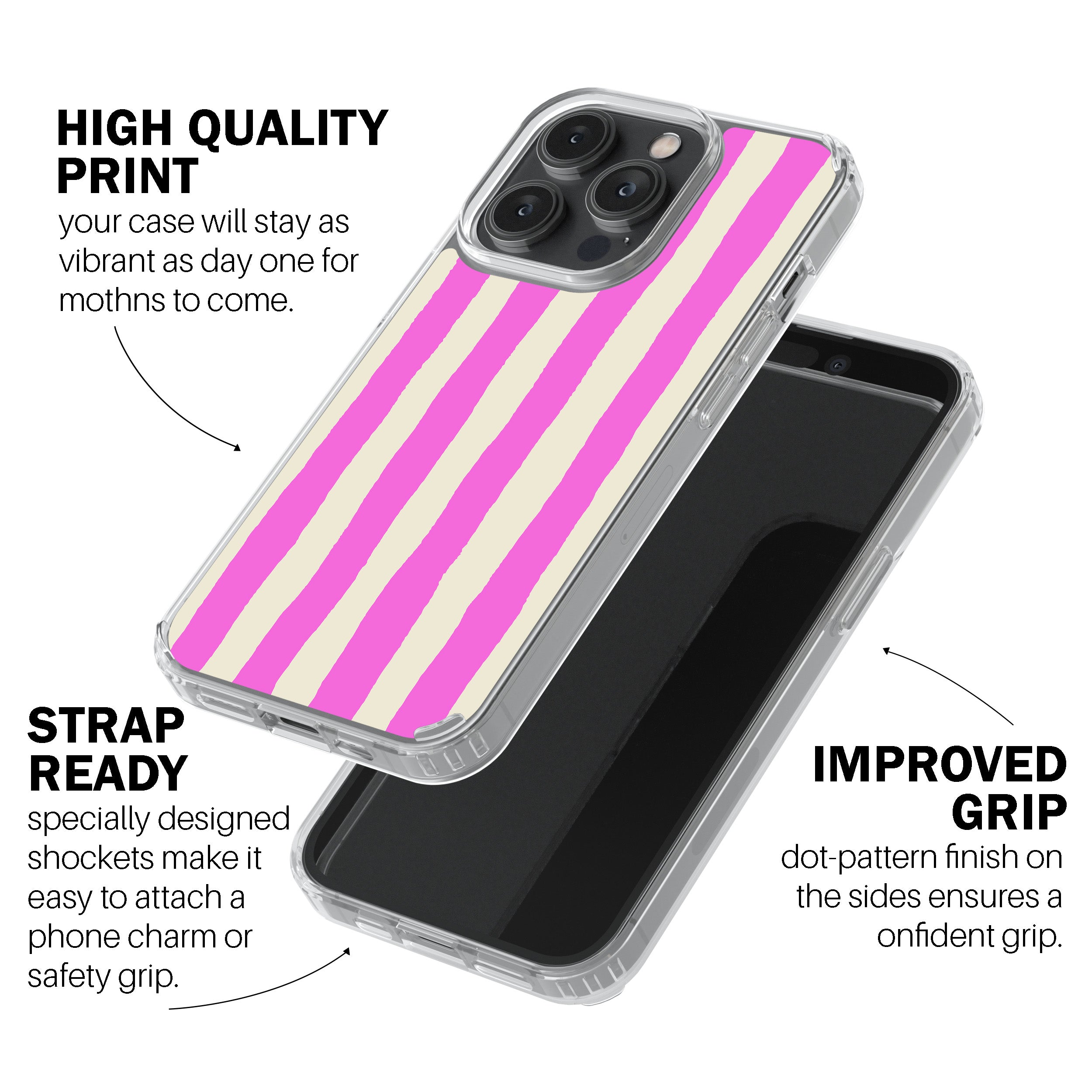 Pink Painted Stripe Phone Cover
