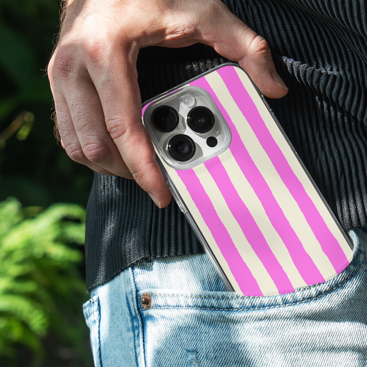 Pink Painted Stripe Phone Cover