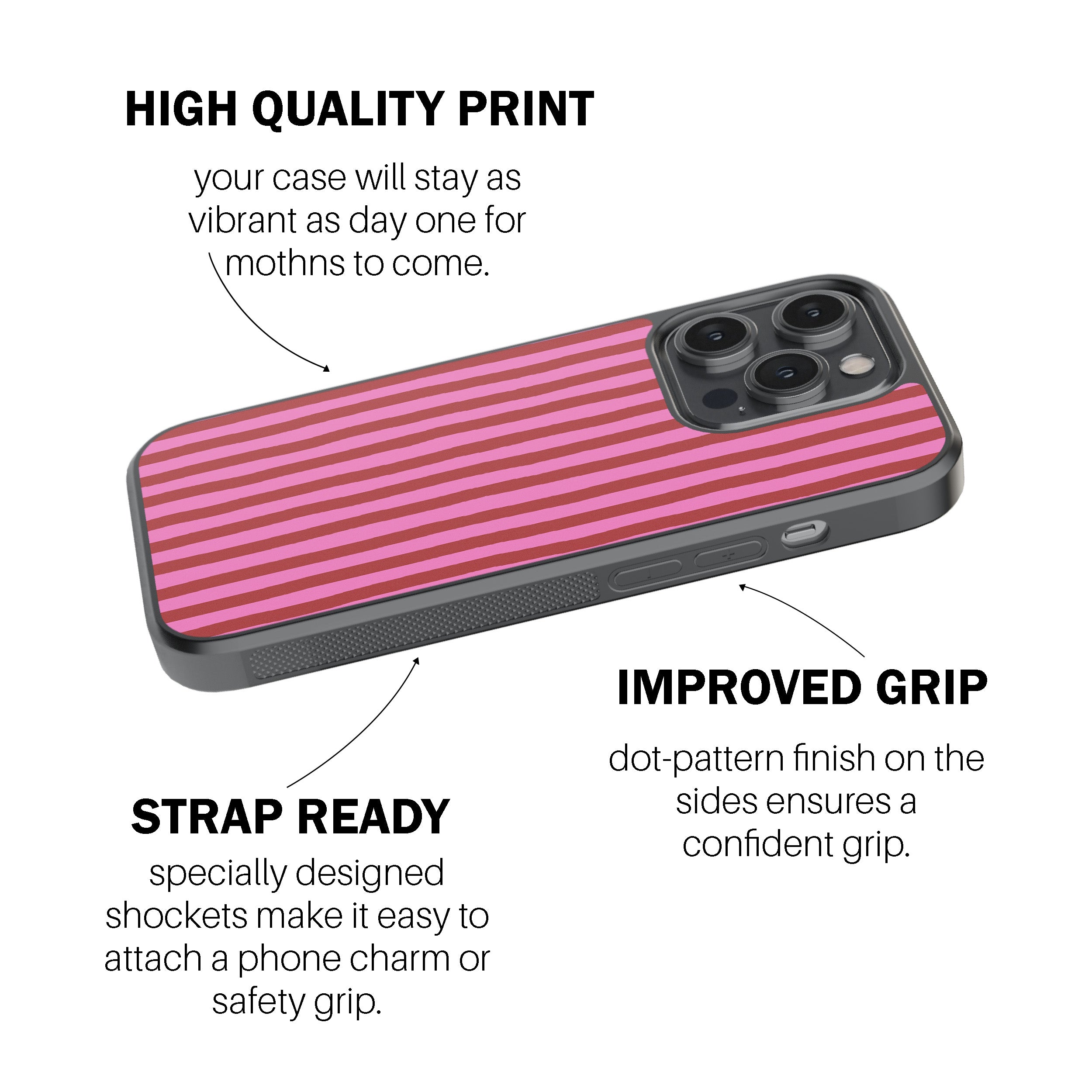 Pink & Red Painted Stripe Phone Cover