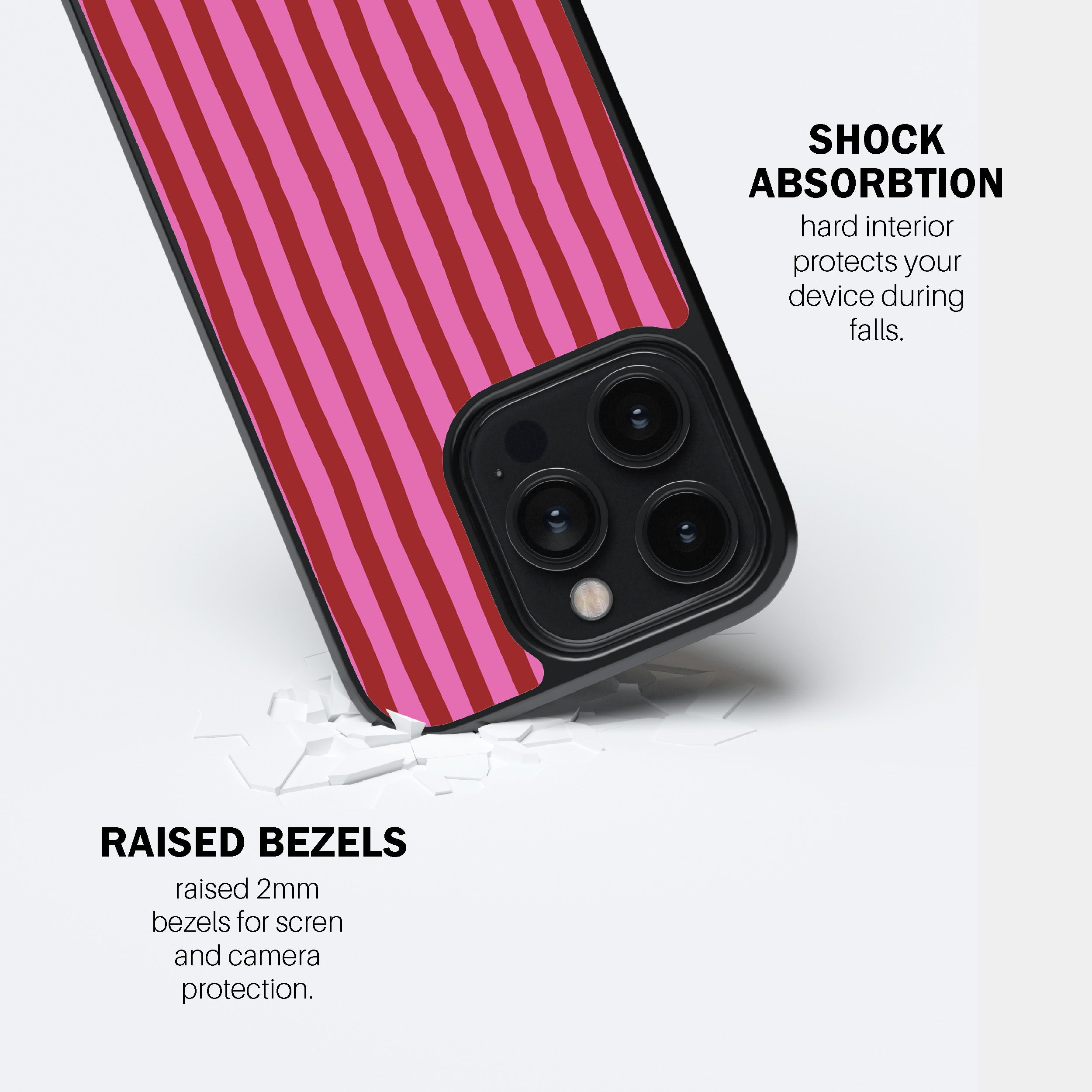 Pink & Red Painted Stripe Phone Cover