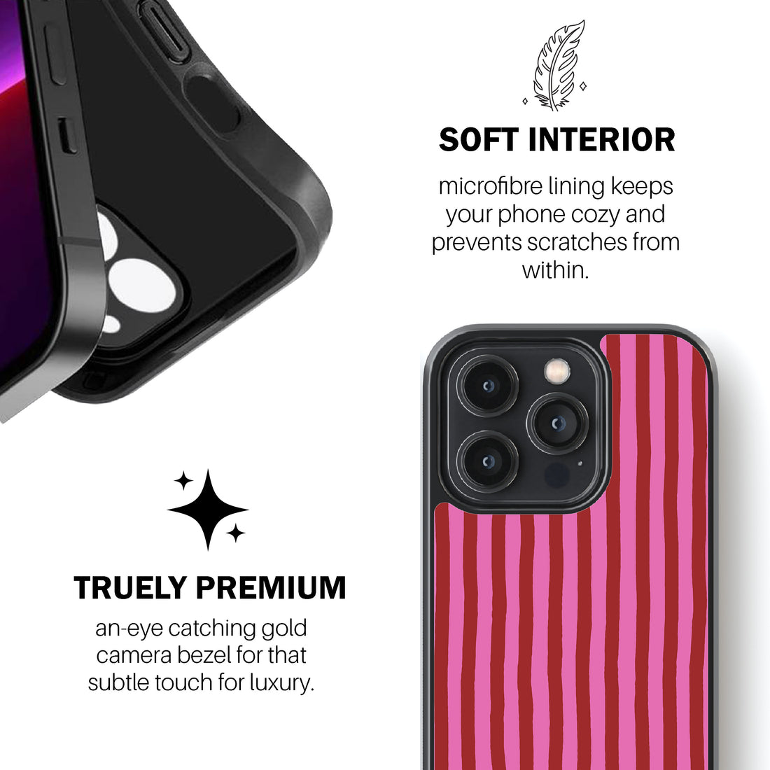 Pink & Red Painted Stripe Phone Cover