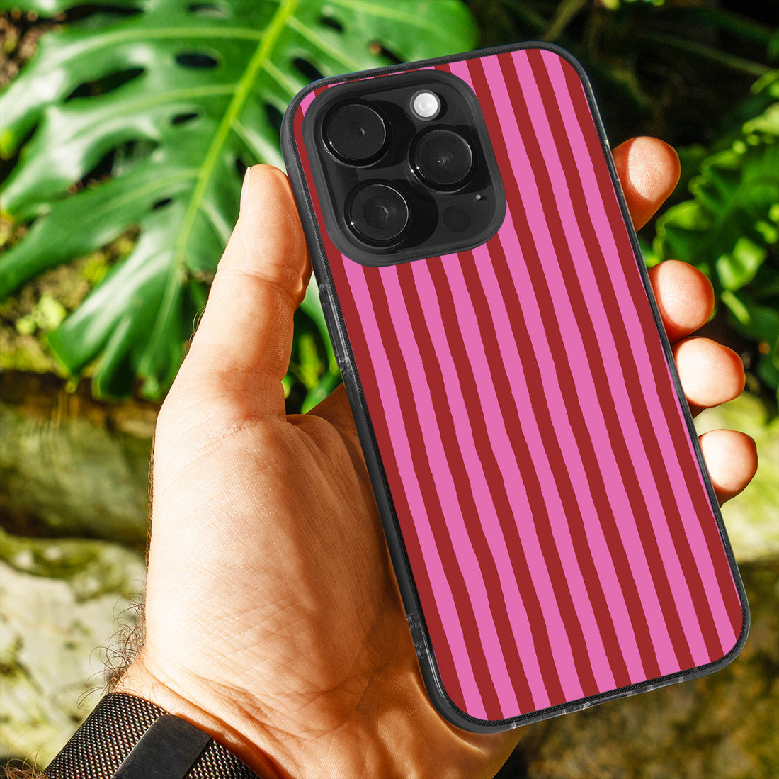 Pink & Red Painted Stripe Phone Cover
