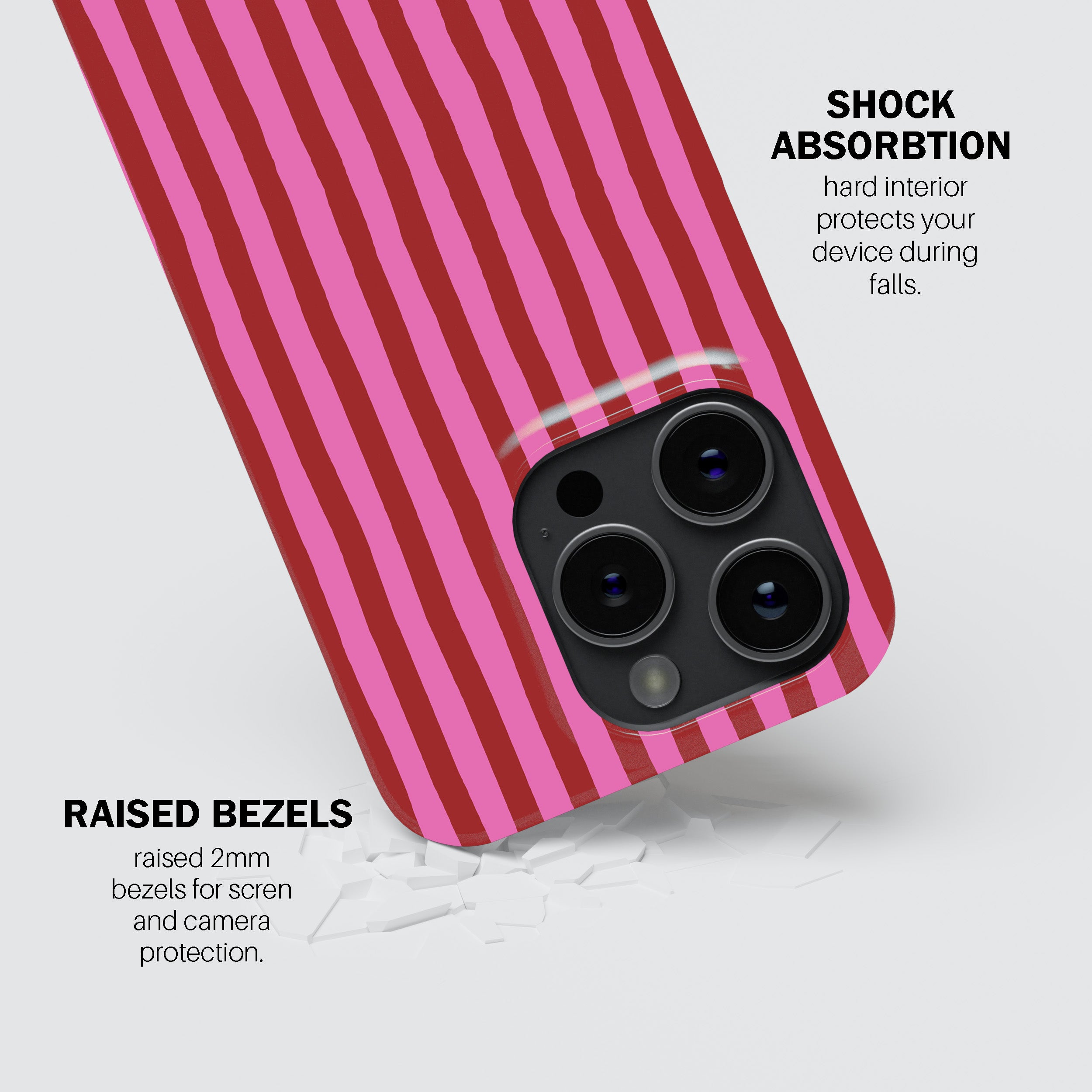 Pink & Red Painted Stripe Phone Cover