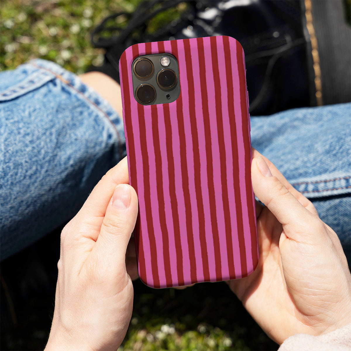 Pink & Red Painted Stripe Phone Cover