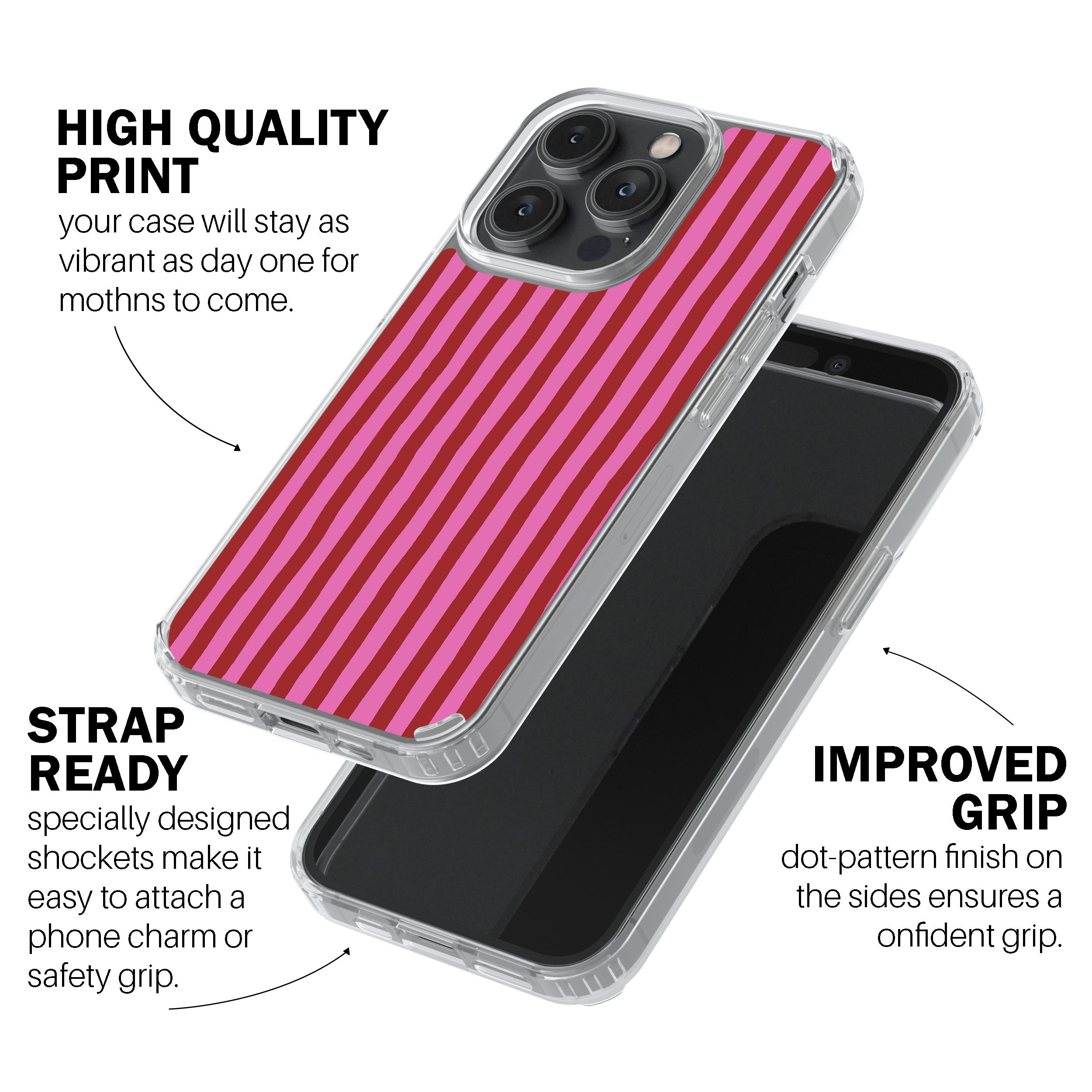 Pink & Red Painted Stripe Phone Cover