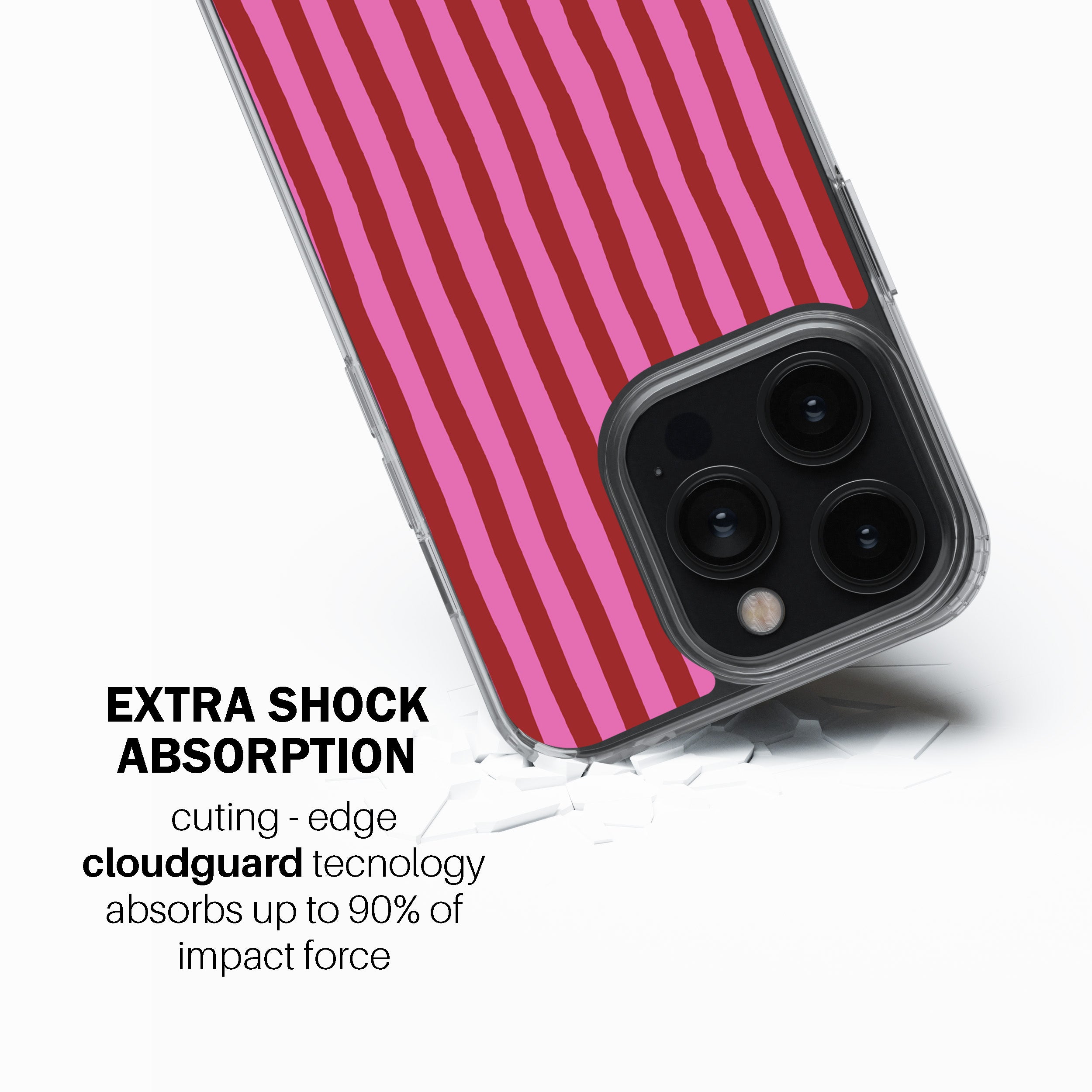 Pink & Red Painted Stripe Phone Cover