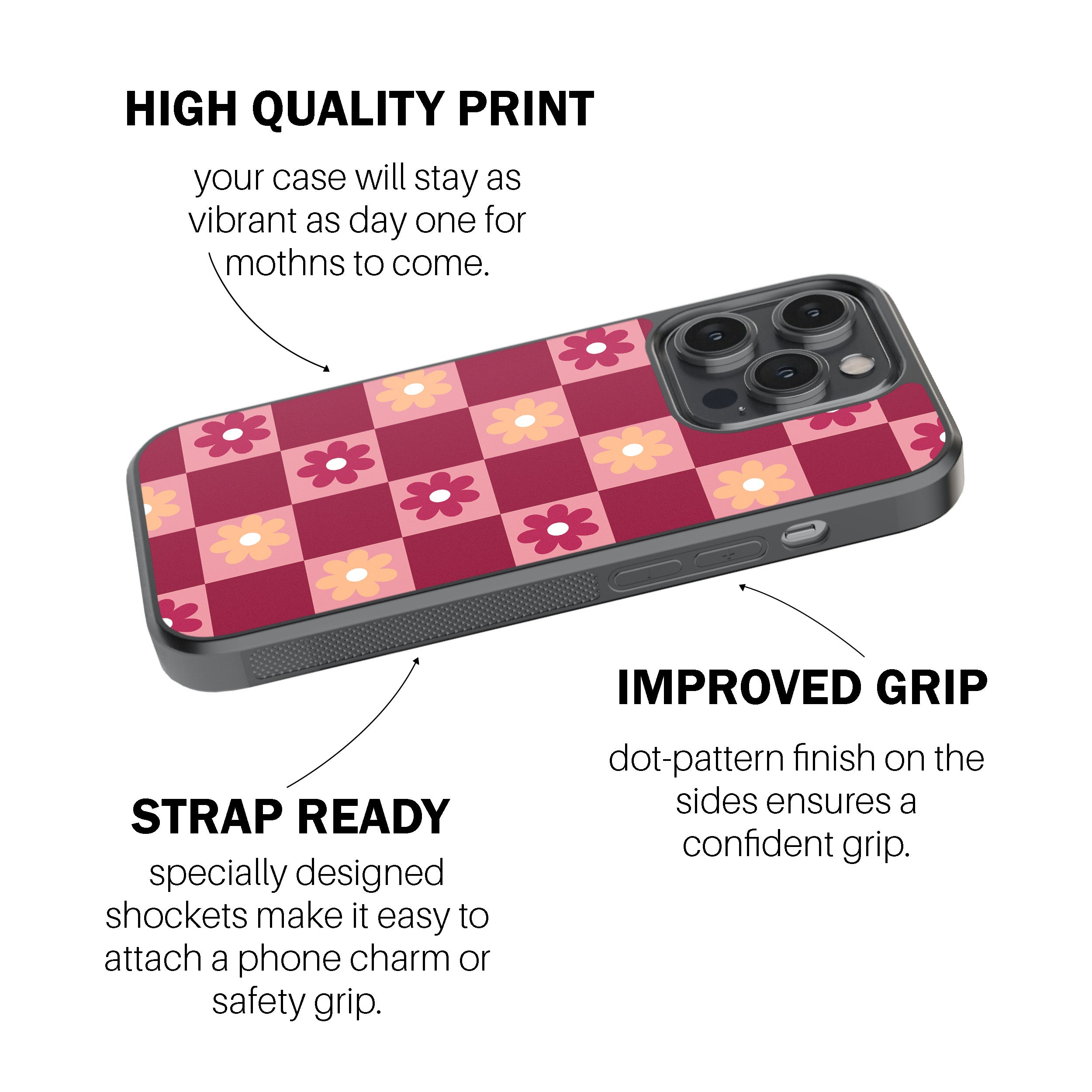 Retro Floral Check Phone Cover